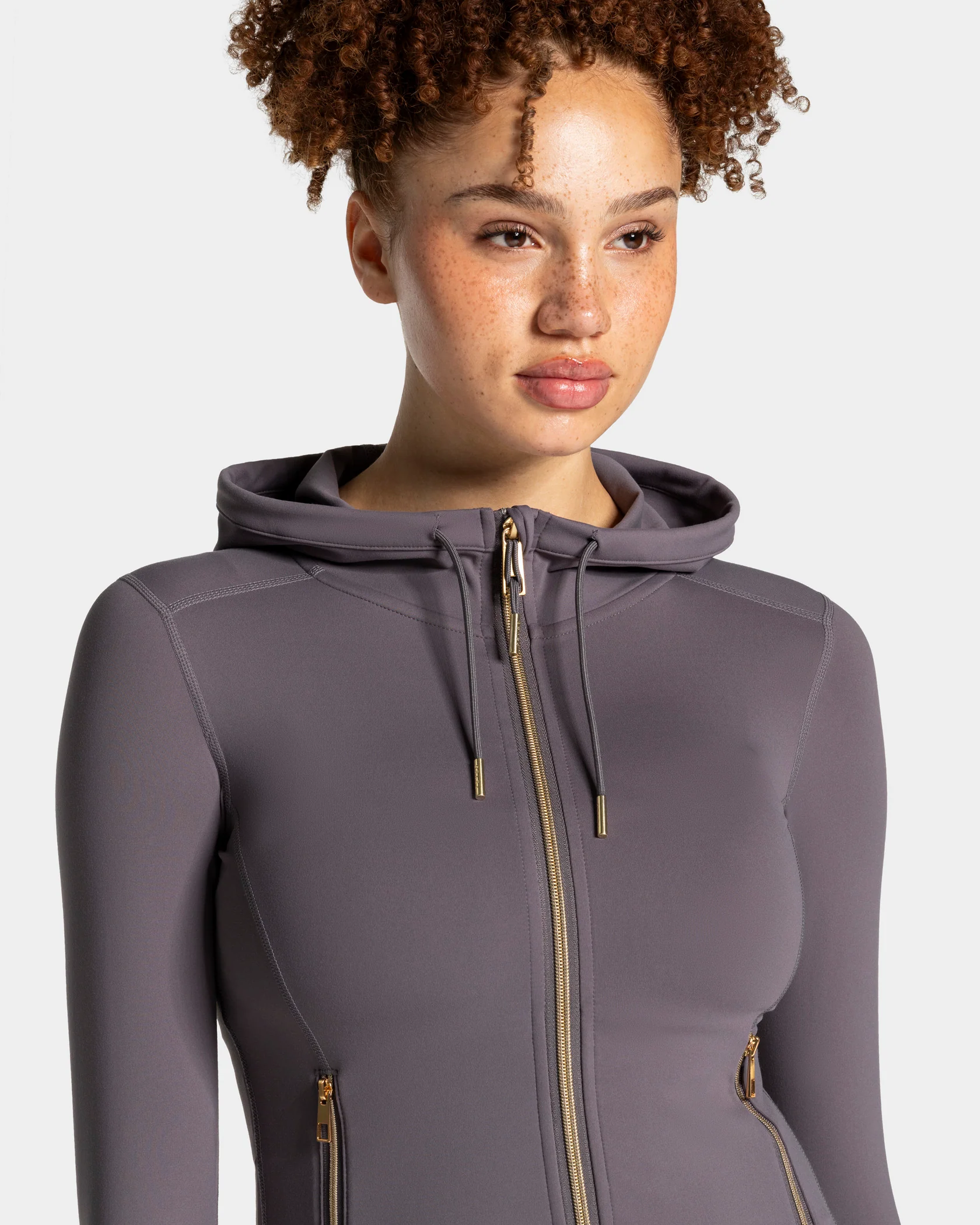 Allrounder Shaping Hooded Zip Jacke "Graphit - Gold" - Image 4