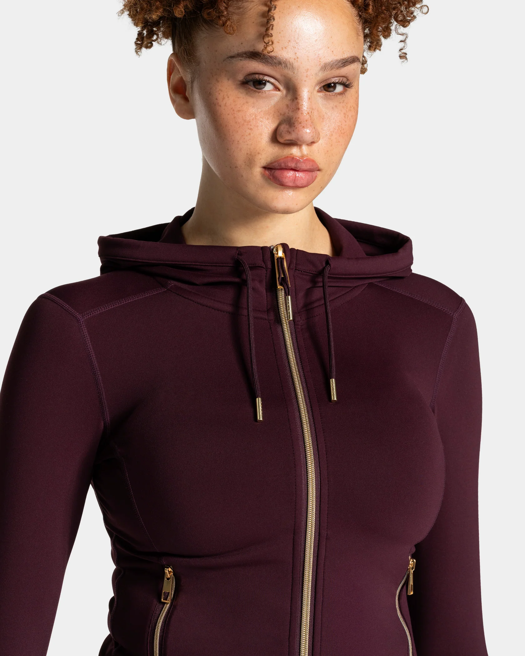 Allrounder Shaping Hooded Zip Jacke "Merlot - Gold" - Image 4