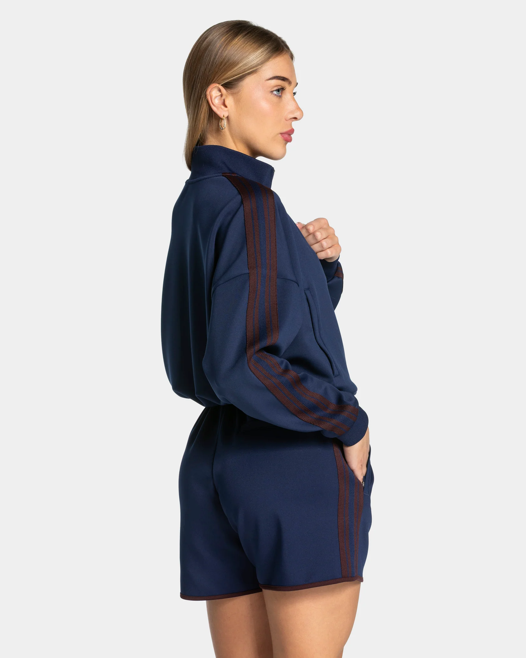Club Cropped Zip Jacke "Dunkelblau" - Image 2