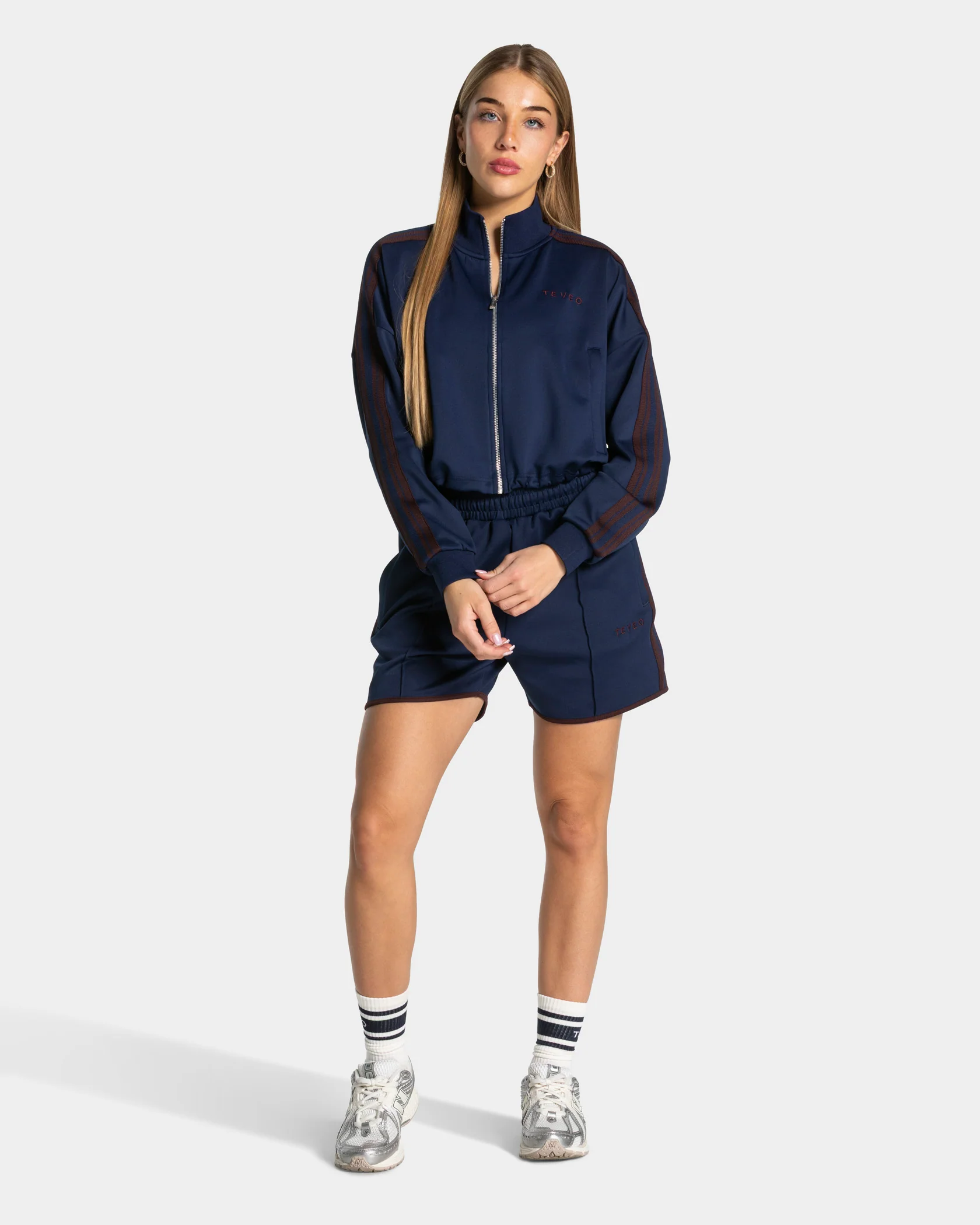 Club Cropped Zip Jacke "Dunkelblau" - Image 3