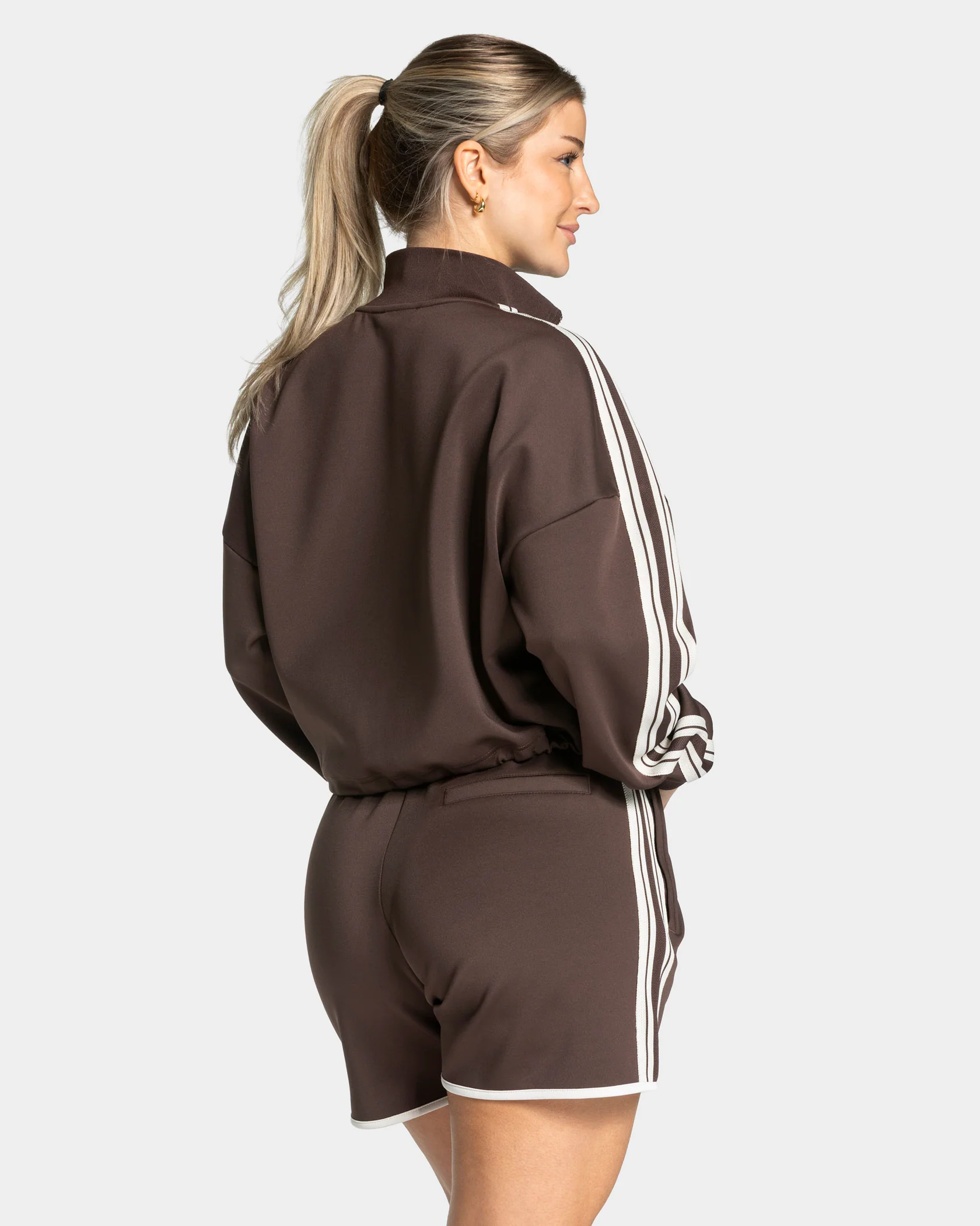 Club Cropped Zip Jacke "Espresso" - Image 2