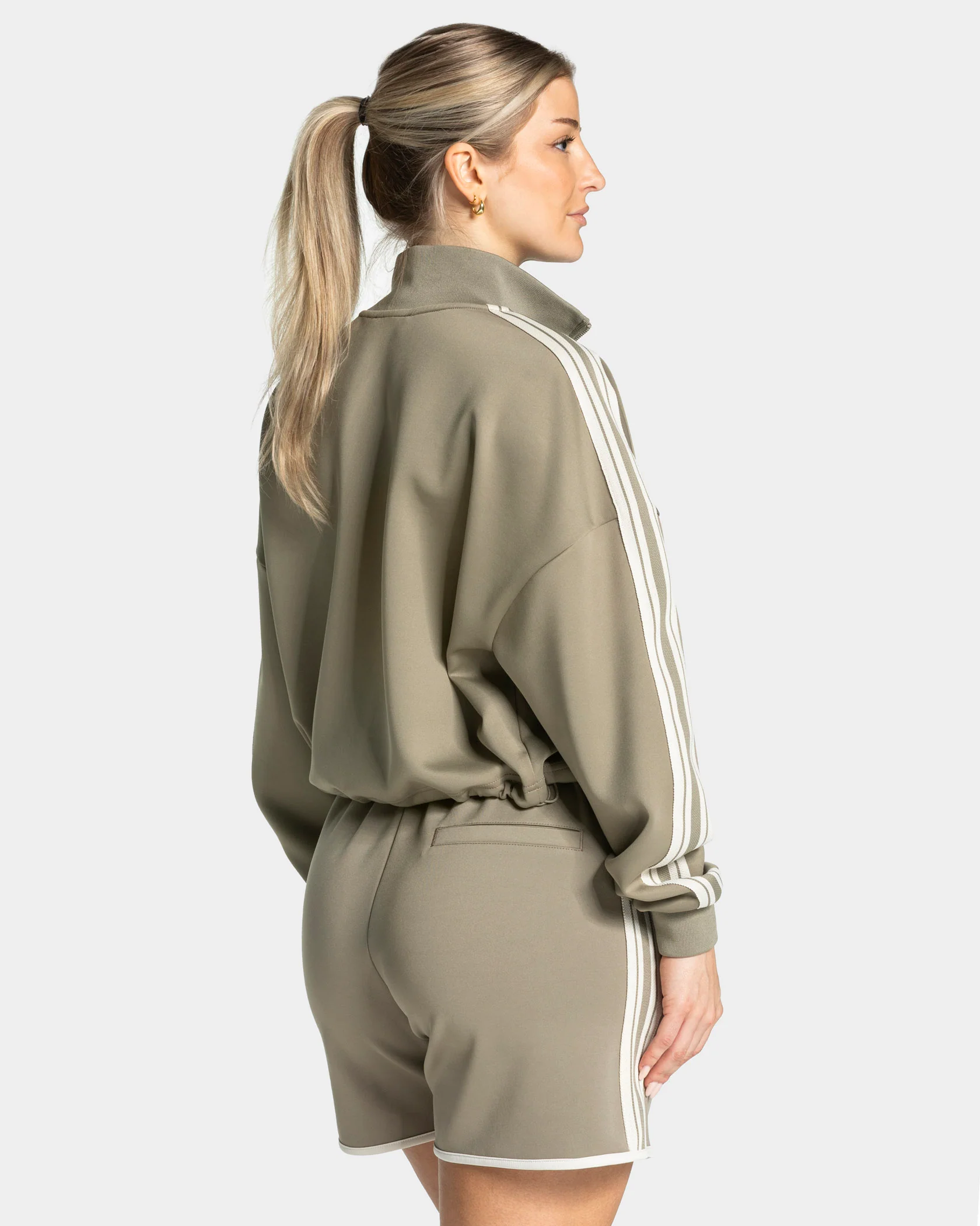 Club Cropped Zip Jacke "Khaki" - Image 2
