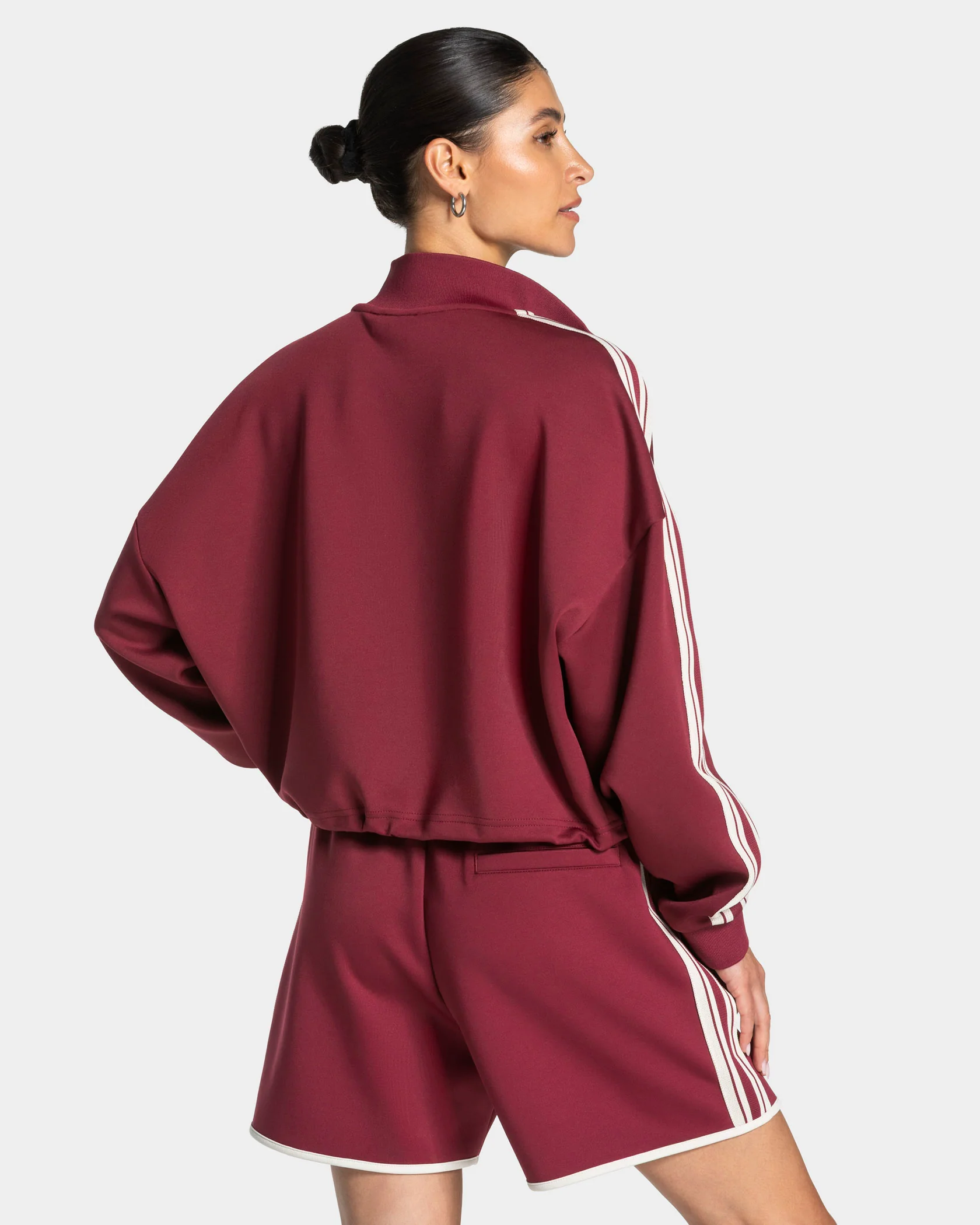 Club Cropped Zip Jacke "Weinrot" - Image 2