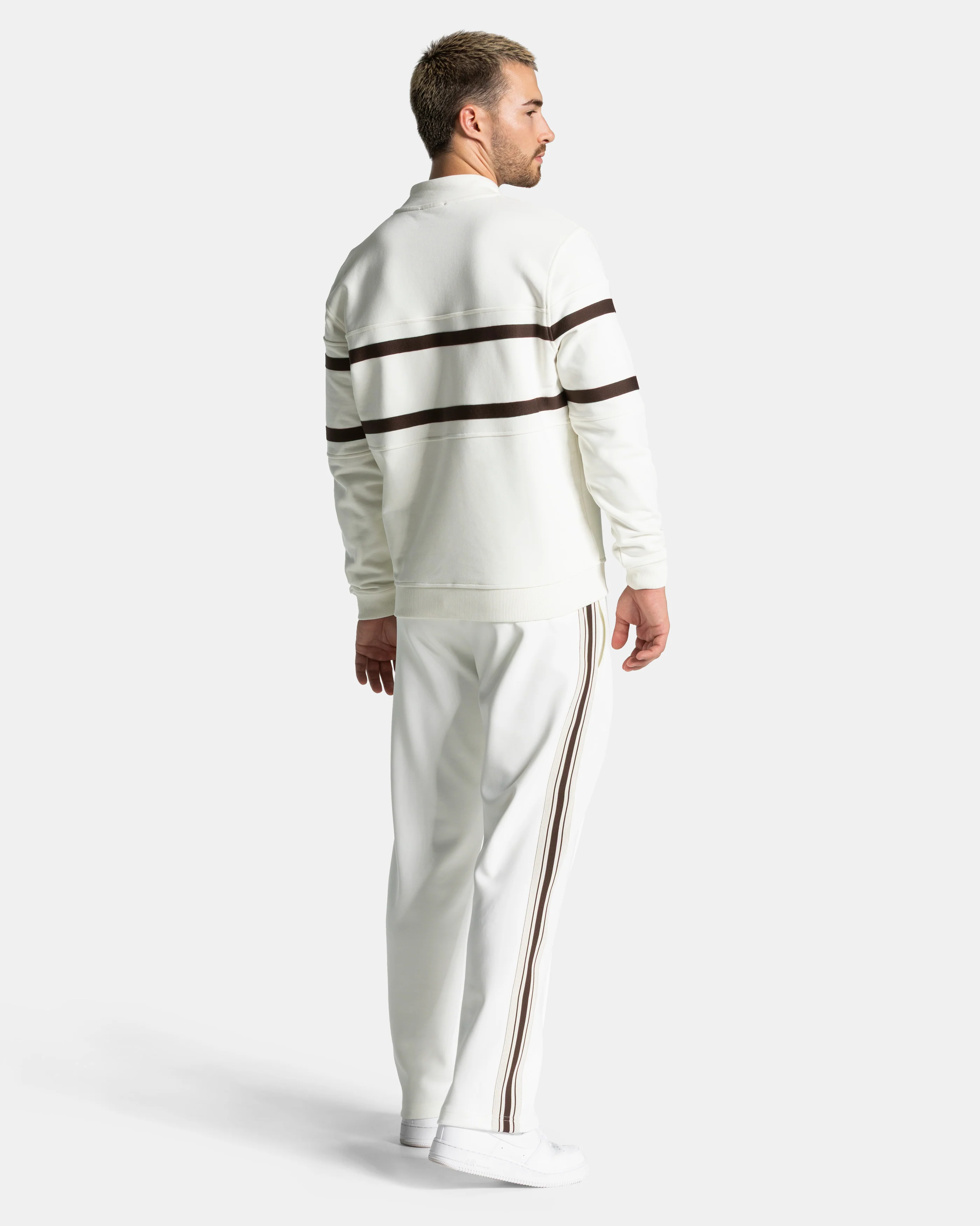 Club Half Zip Sweater "Off White - Espresso" - Image 5