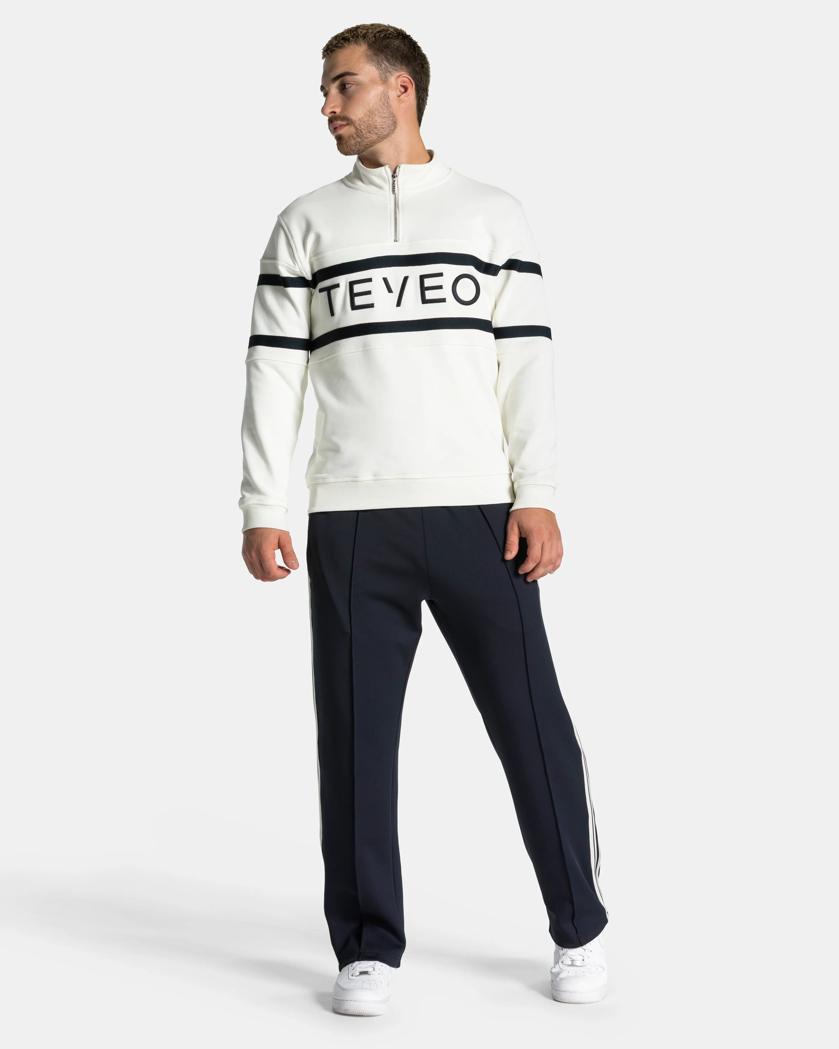 Club Half Zip Sweater "Off White - Midnight" - Image 3