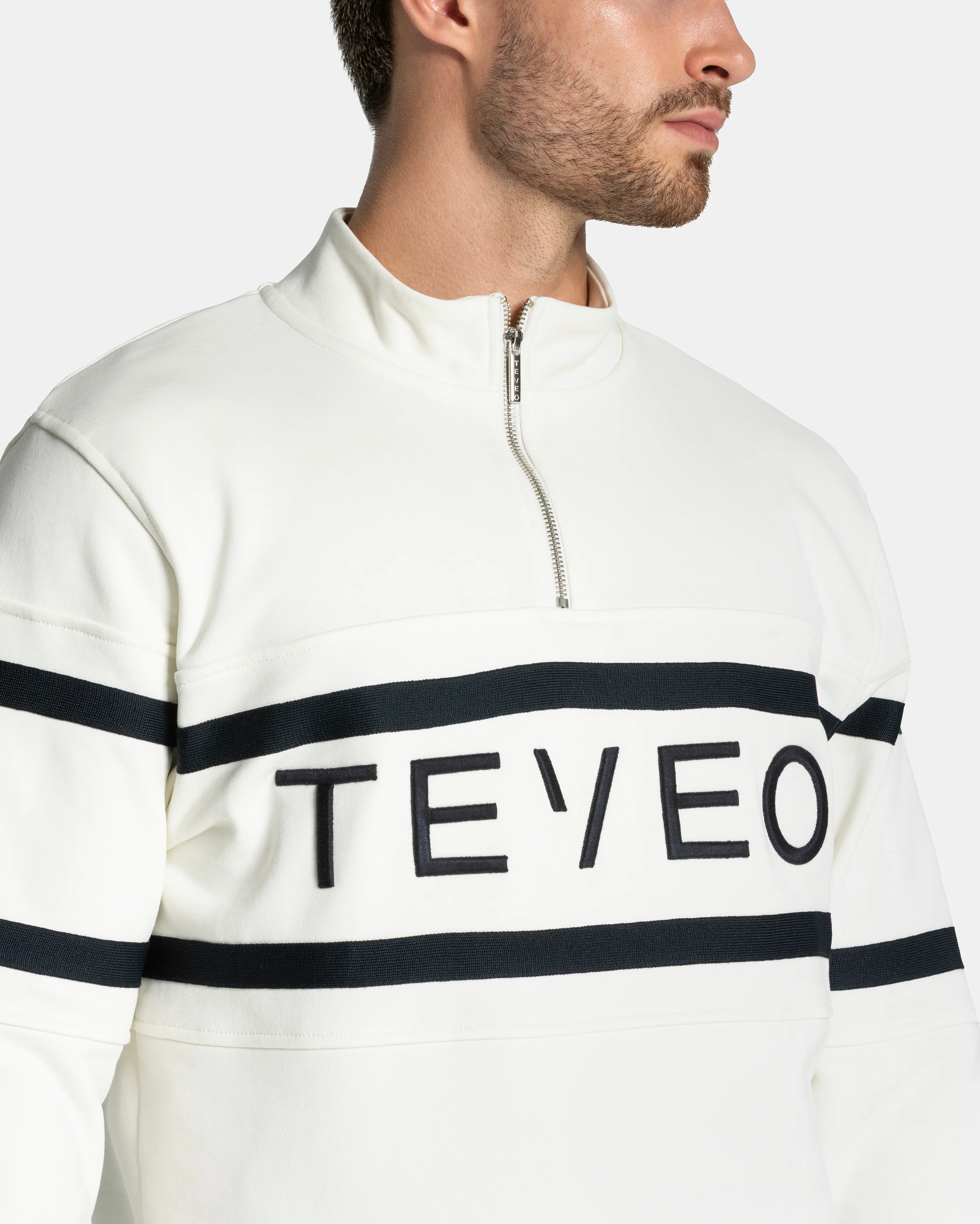 Club Half Zip Sweater "Off White - Midnight" - Image 4
