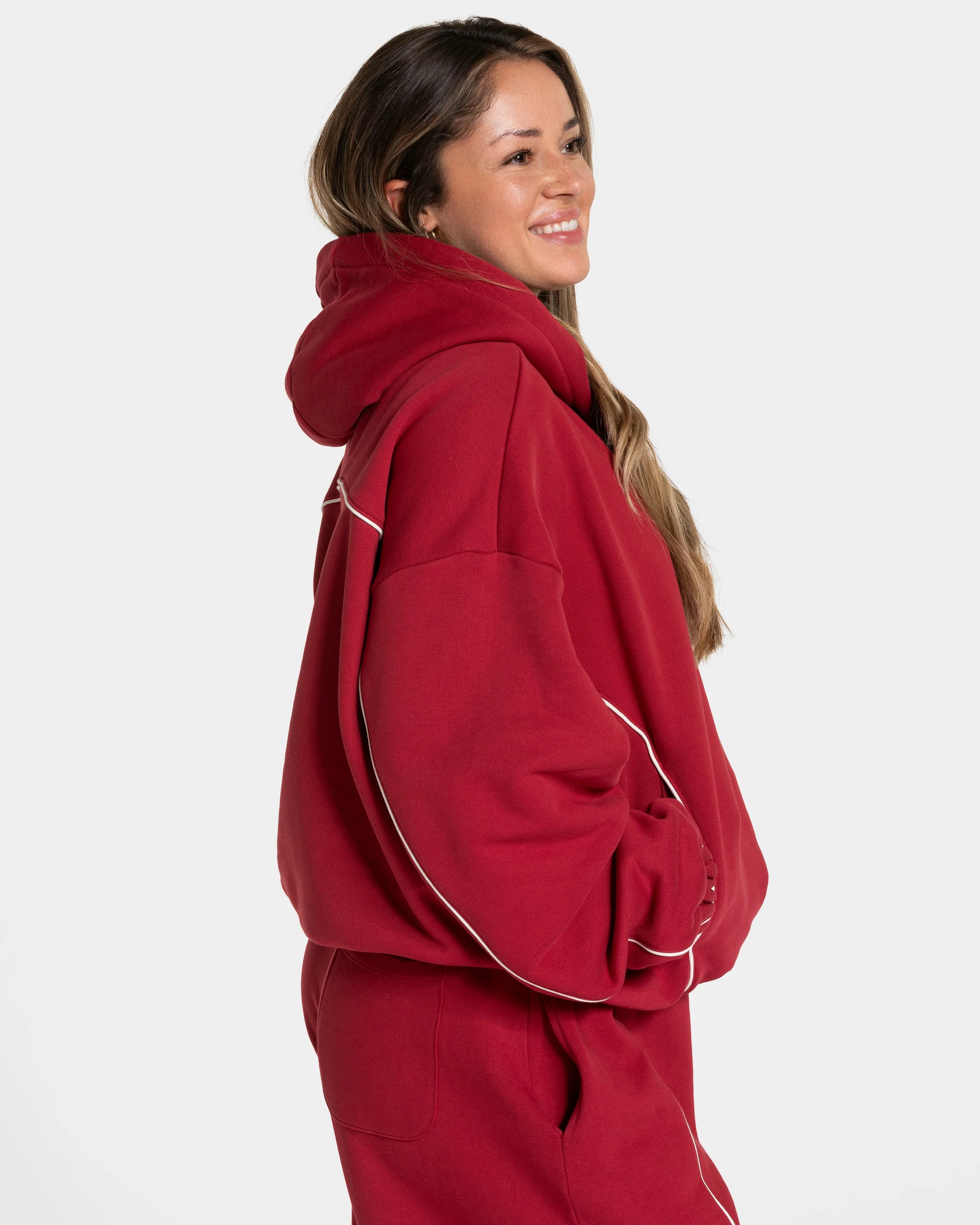 Contrastline Hooded Sweater "Cherry" - Image 2