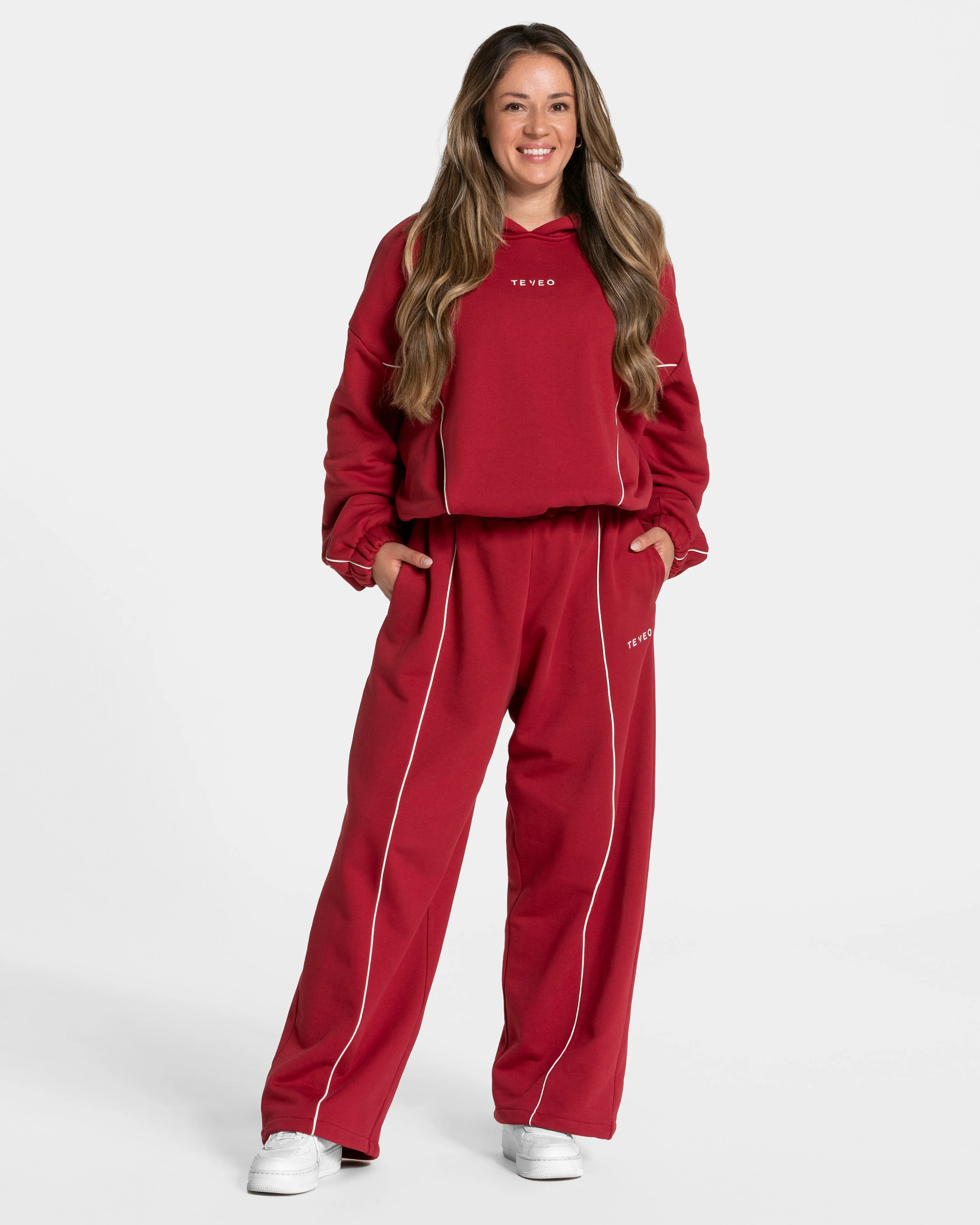 Contrastline Hooded Sweater "Cherry" - Image 3