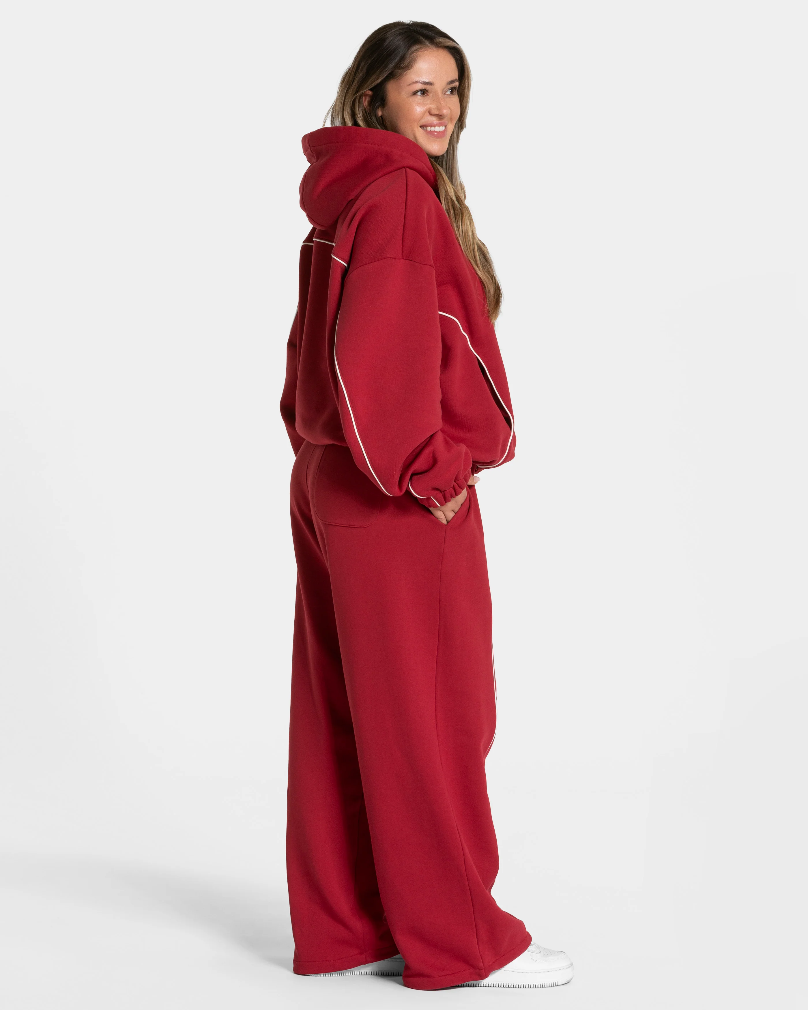 Contrastline Hooded Sweater "Cherry" - Image 5