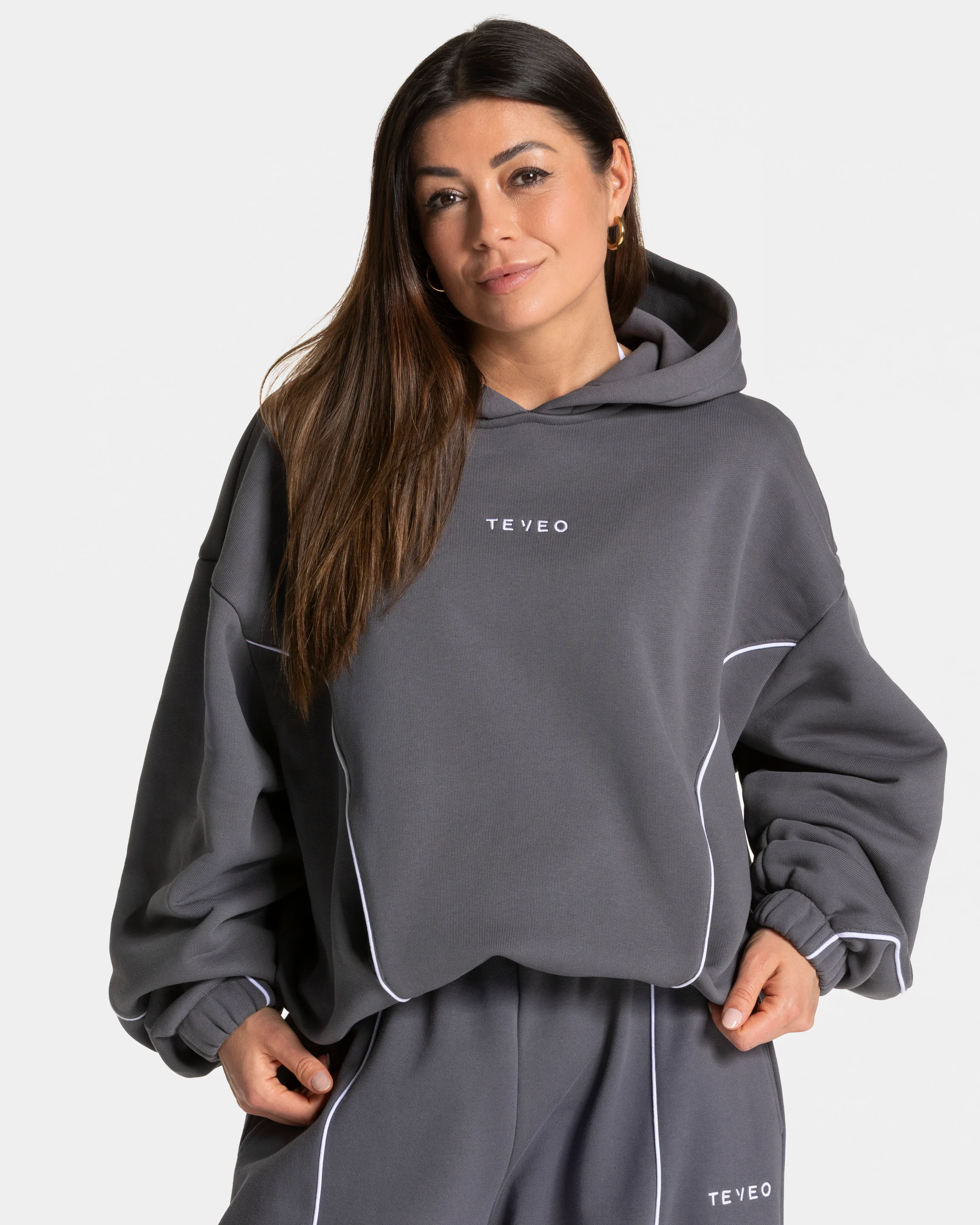 Contrastline Hooded Sweater "Graphit"