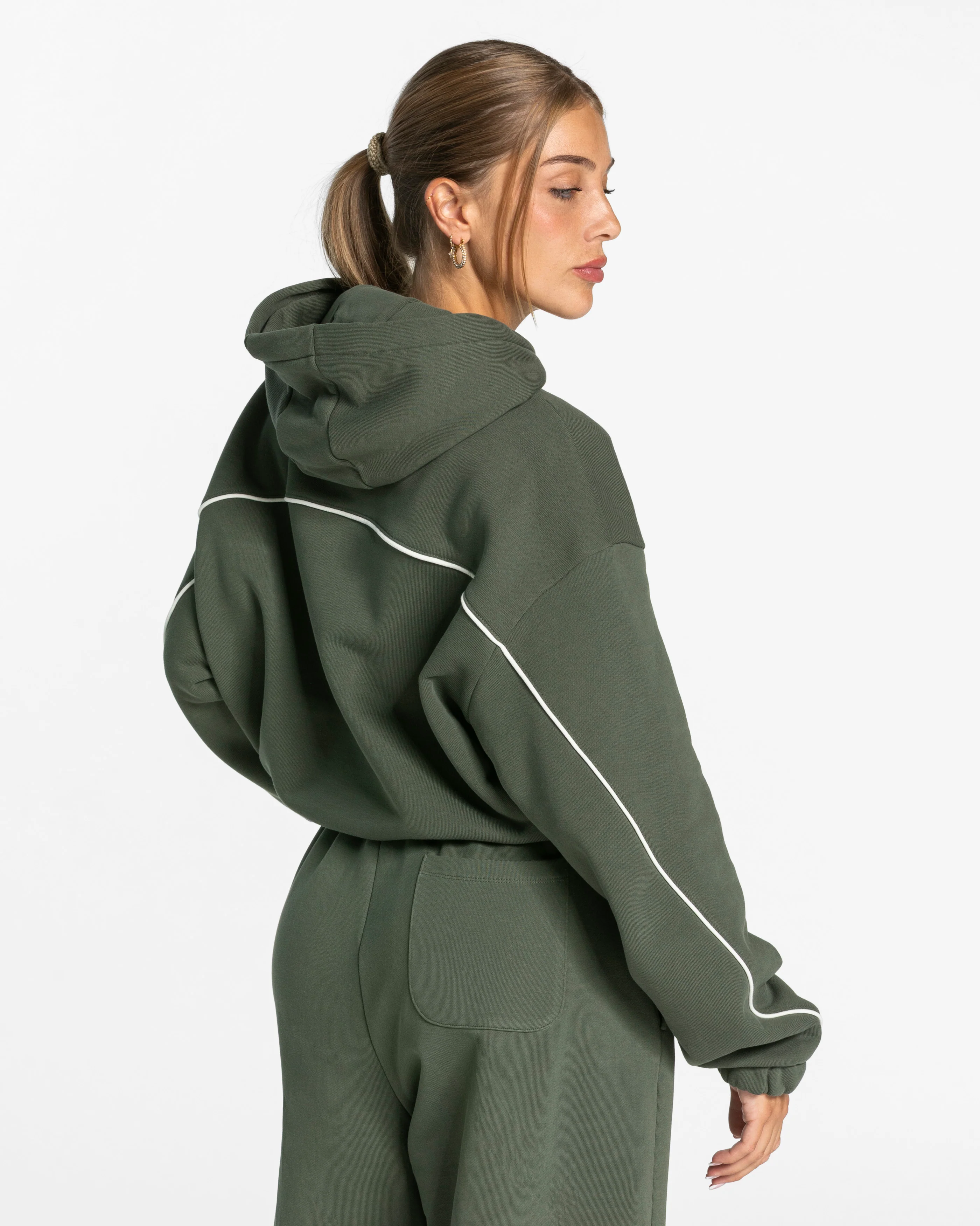 Contrastline Hooded Sweater "Khaki" - Image 2