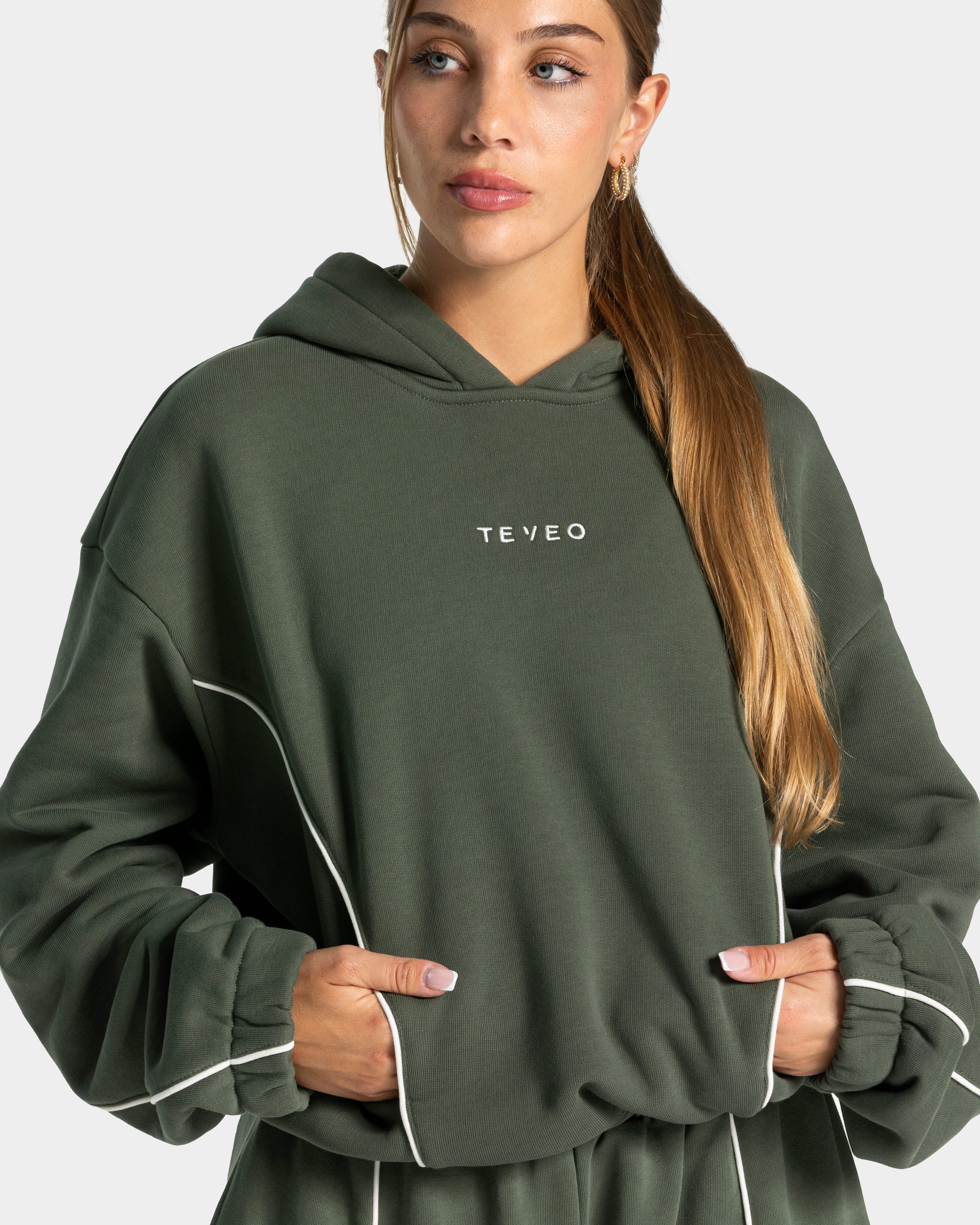Contrastline Hooded Sweater "Khaki" - Image 4