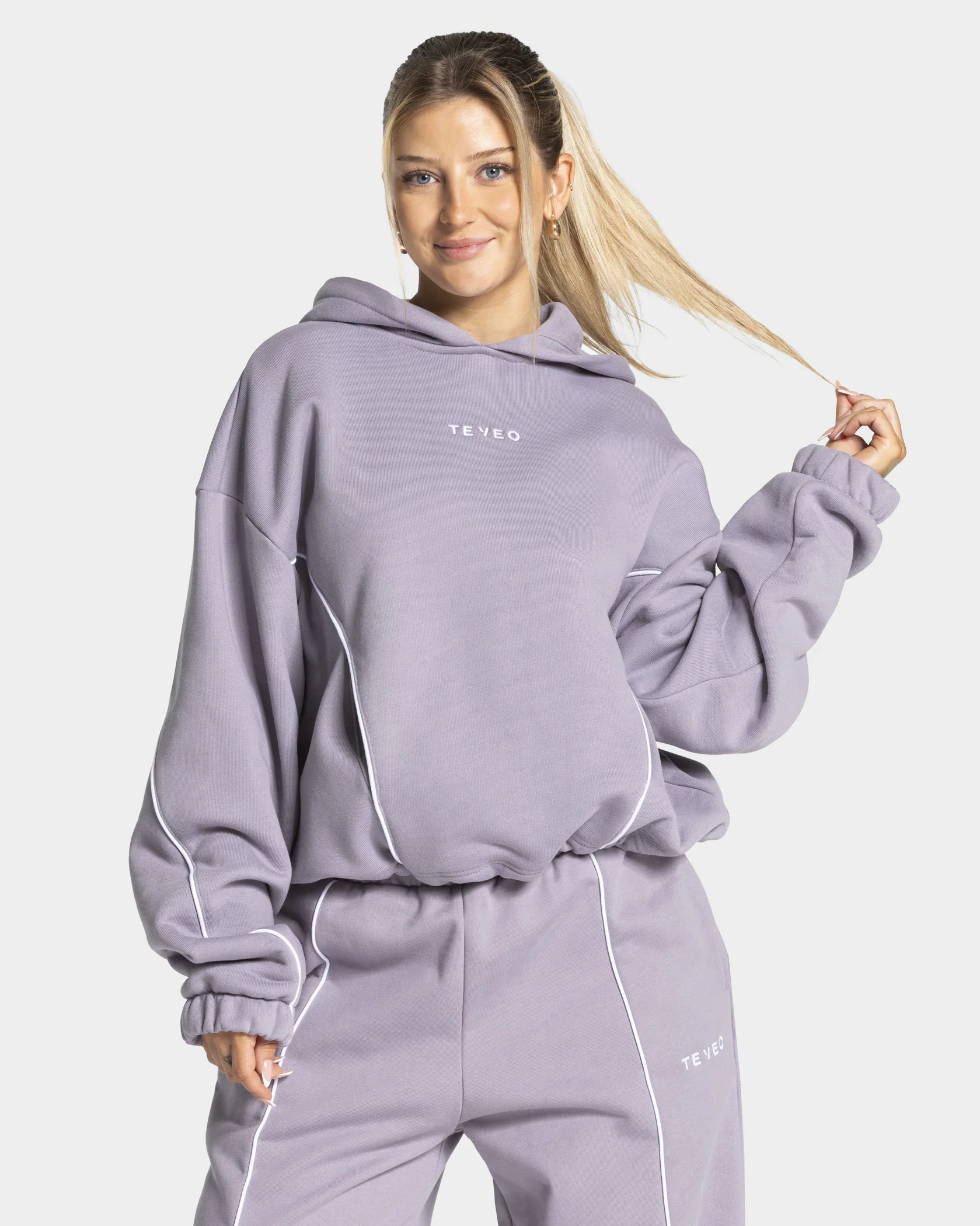 Contrastline Hooded Sweater "Lavendel"