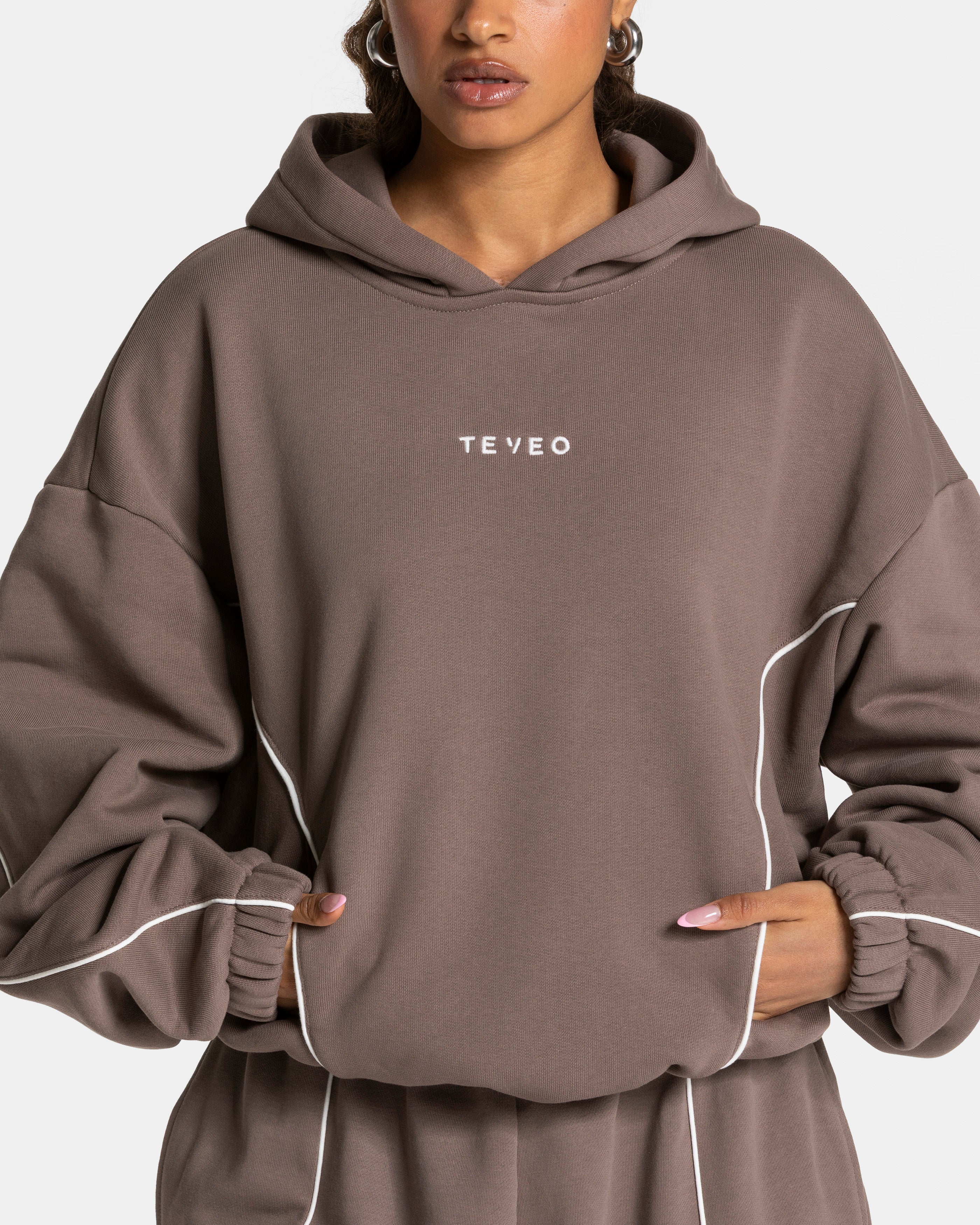 Contrastline Hooded Sweater "Mokka" - Image 4