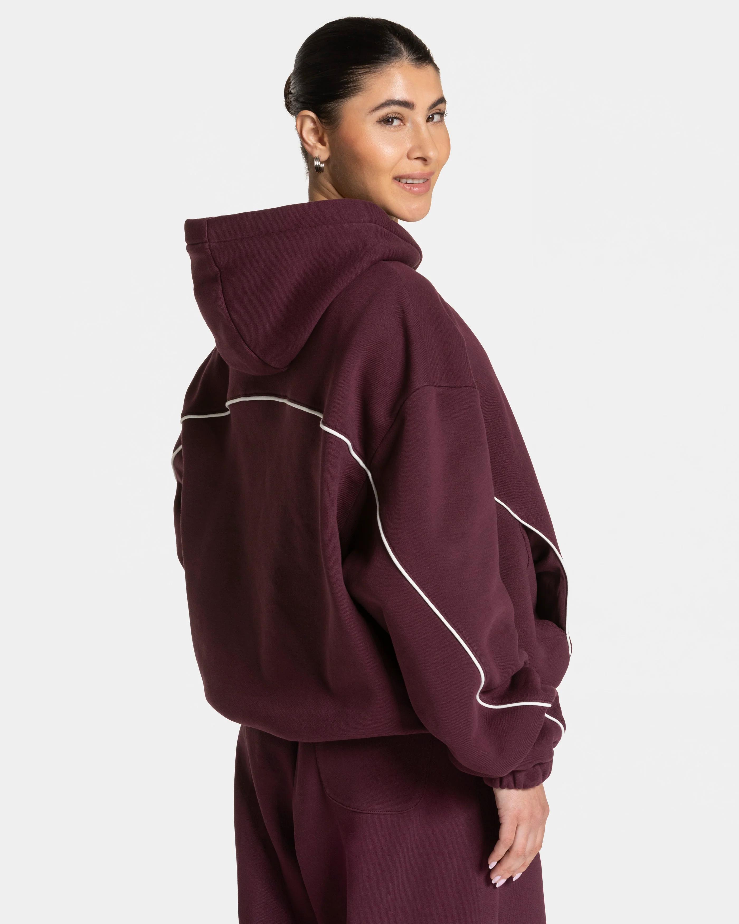 Contrastline Hooded Sweater "Pflaume" - Image 2