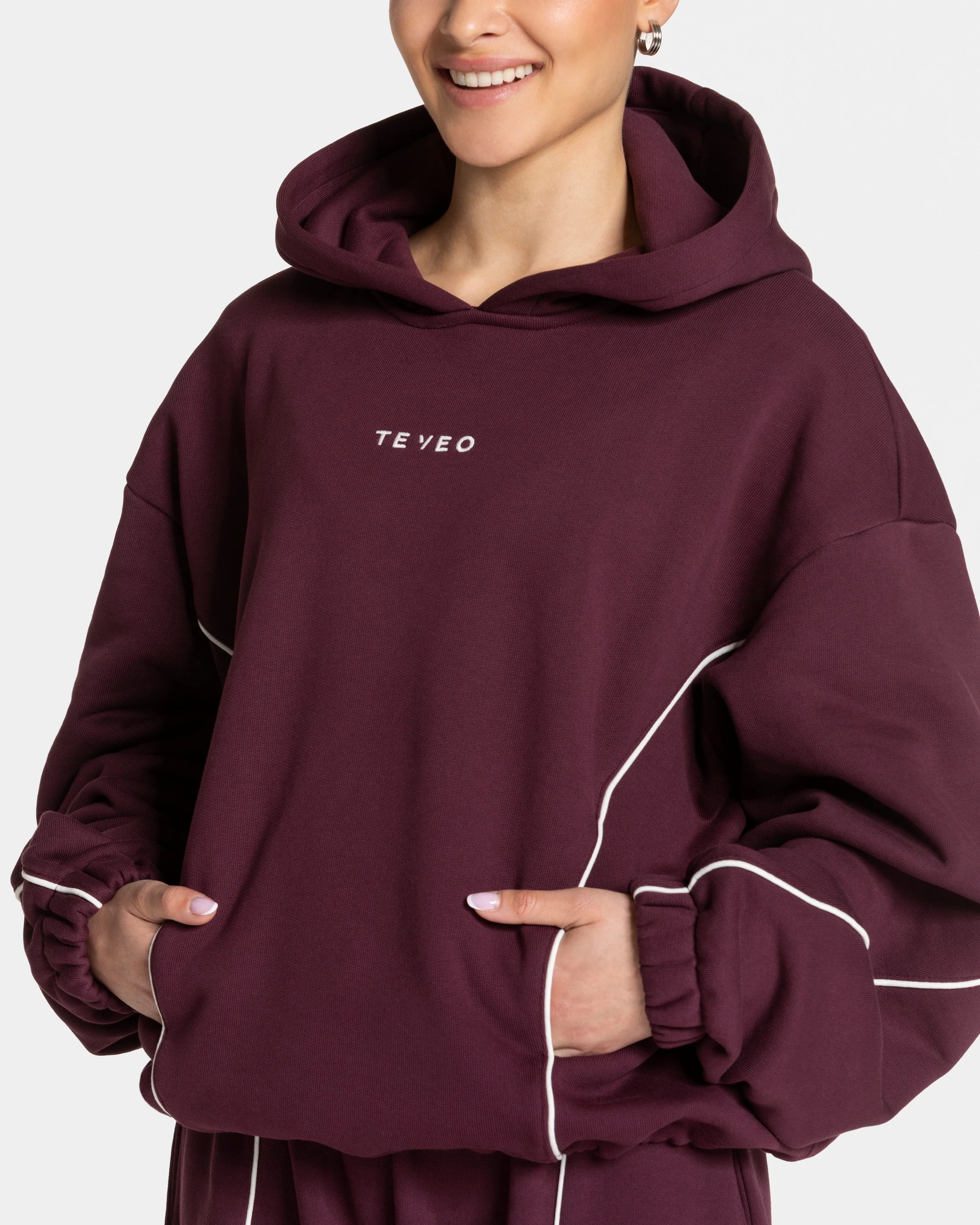 Contrastline Hooded Sweater "Pflaume" - Image 4