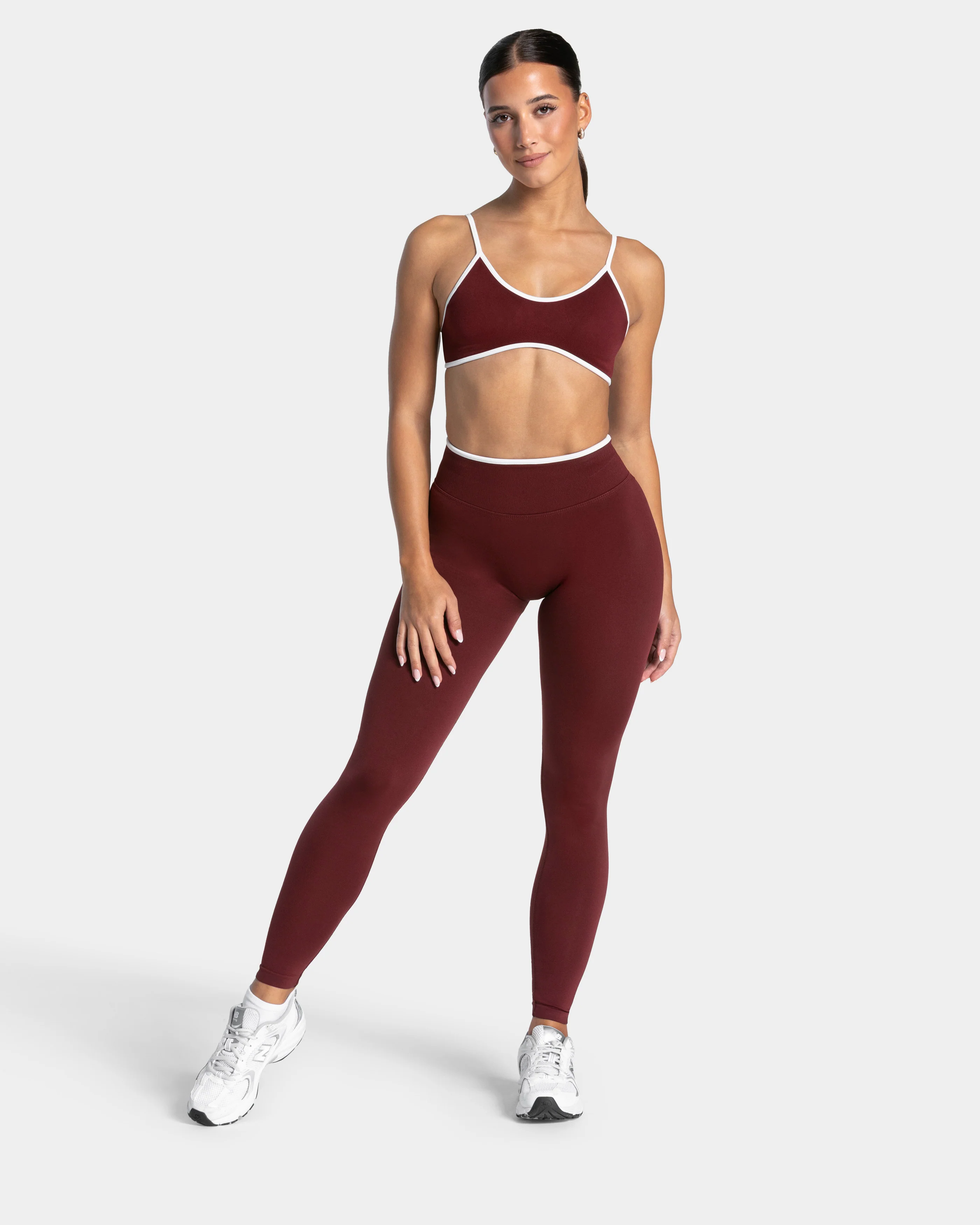 Contrastline Sculpt Scrunch Leggings "Weinrot" - Image 3