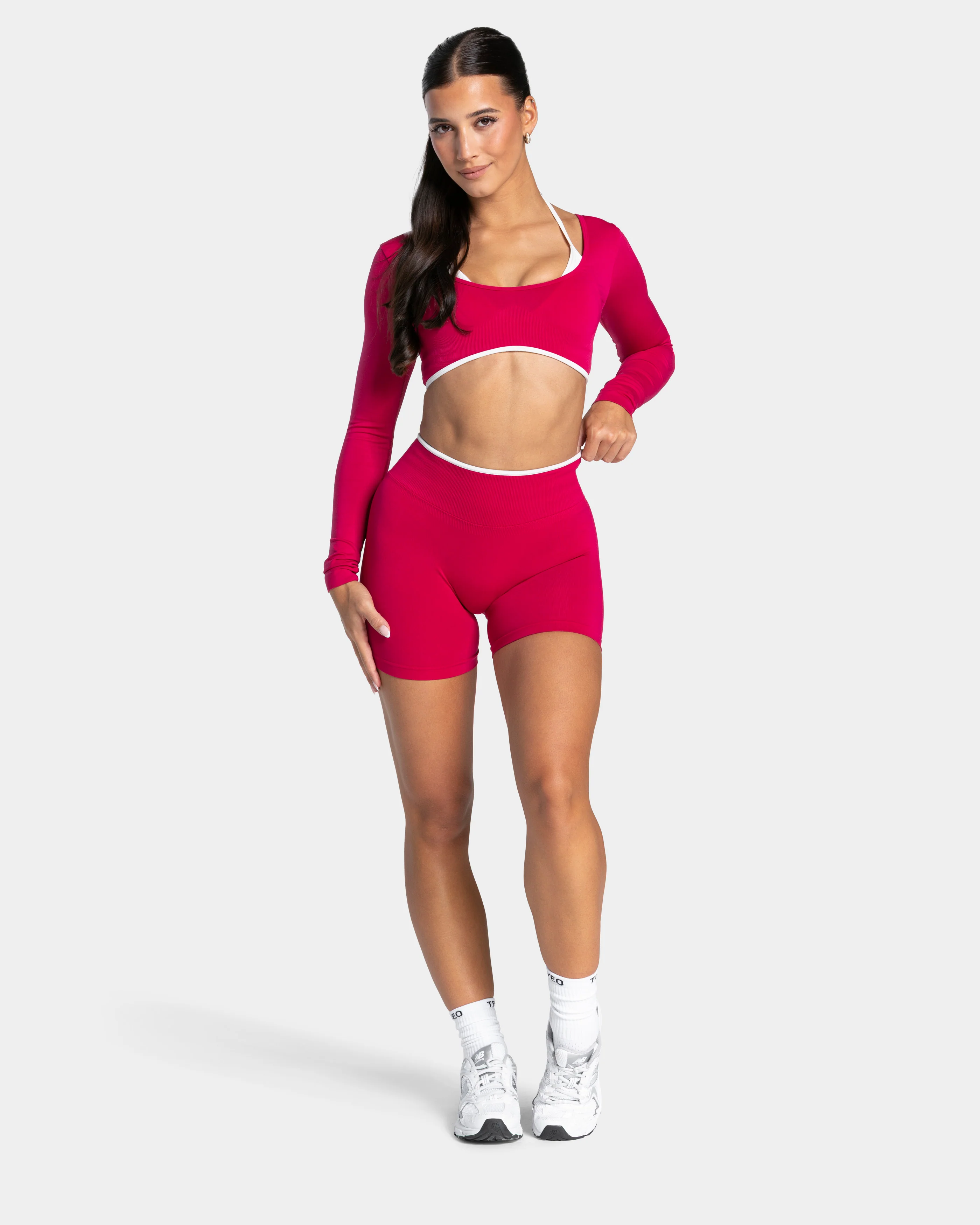 Contrastline Sculpt Scrunch Shorts "Raspberry" - Image 3
