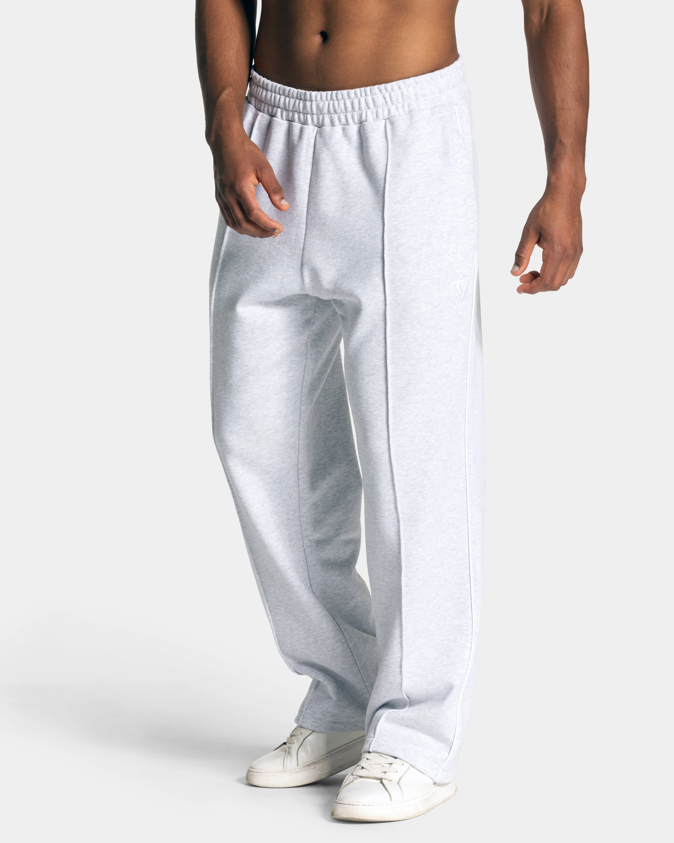 Contrastline Straight Leg Jogger "Weiß Meliert - Weiß"