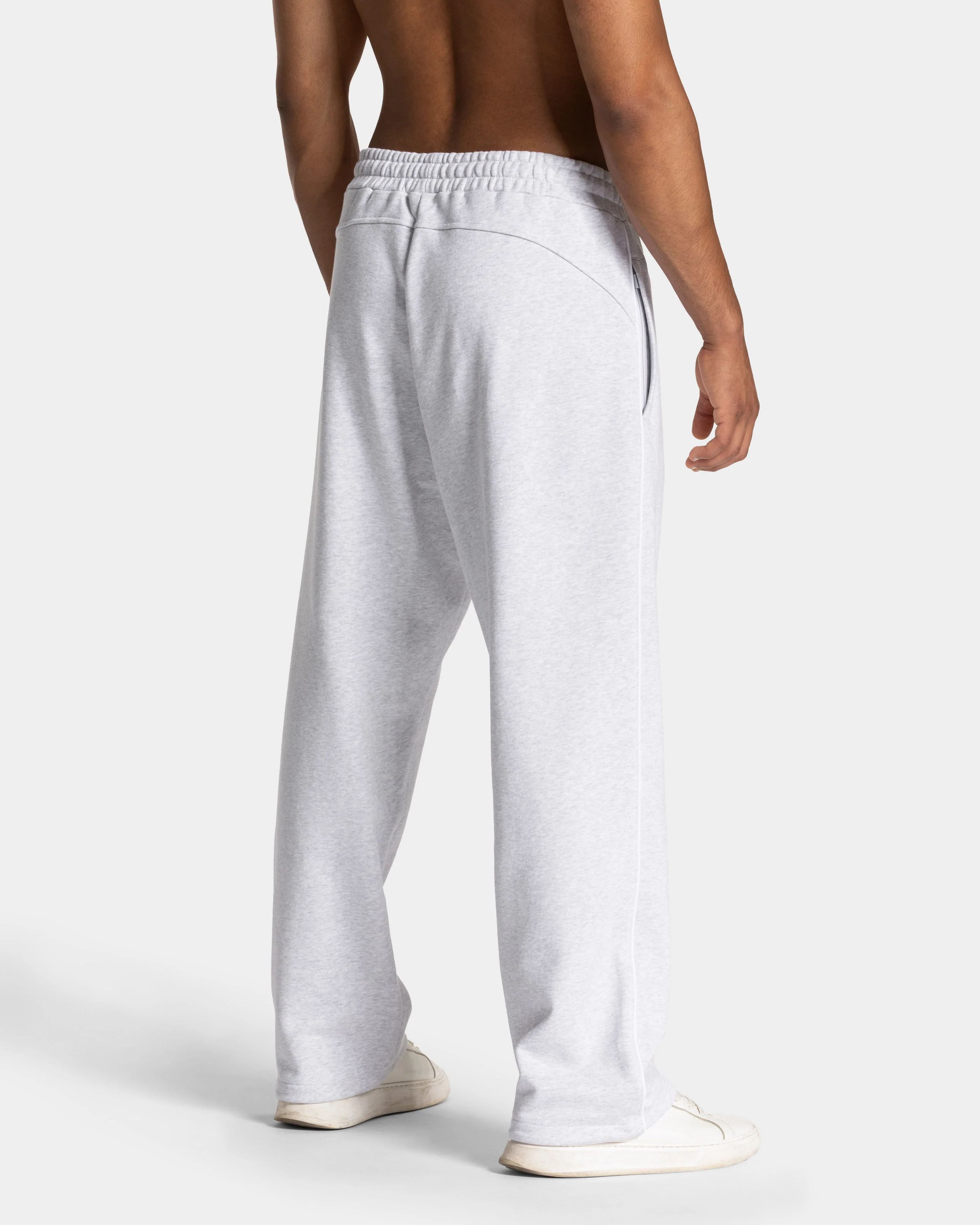 Contrastline Straight Leg Jogger "Weiß Meliert - Weiß" - Image 2