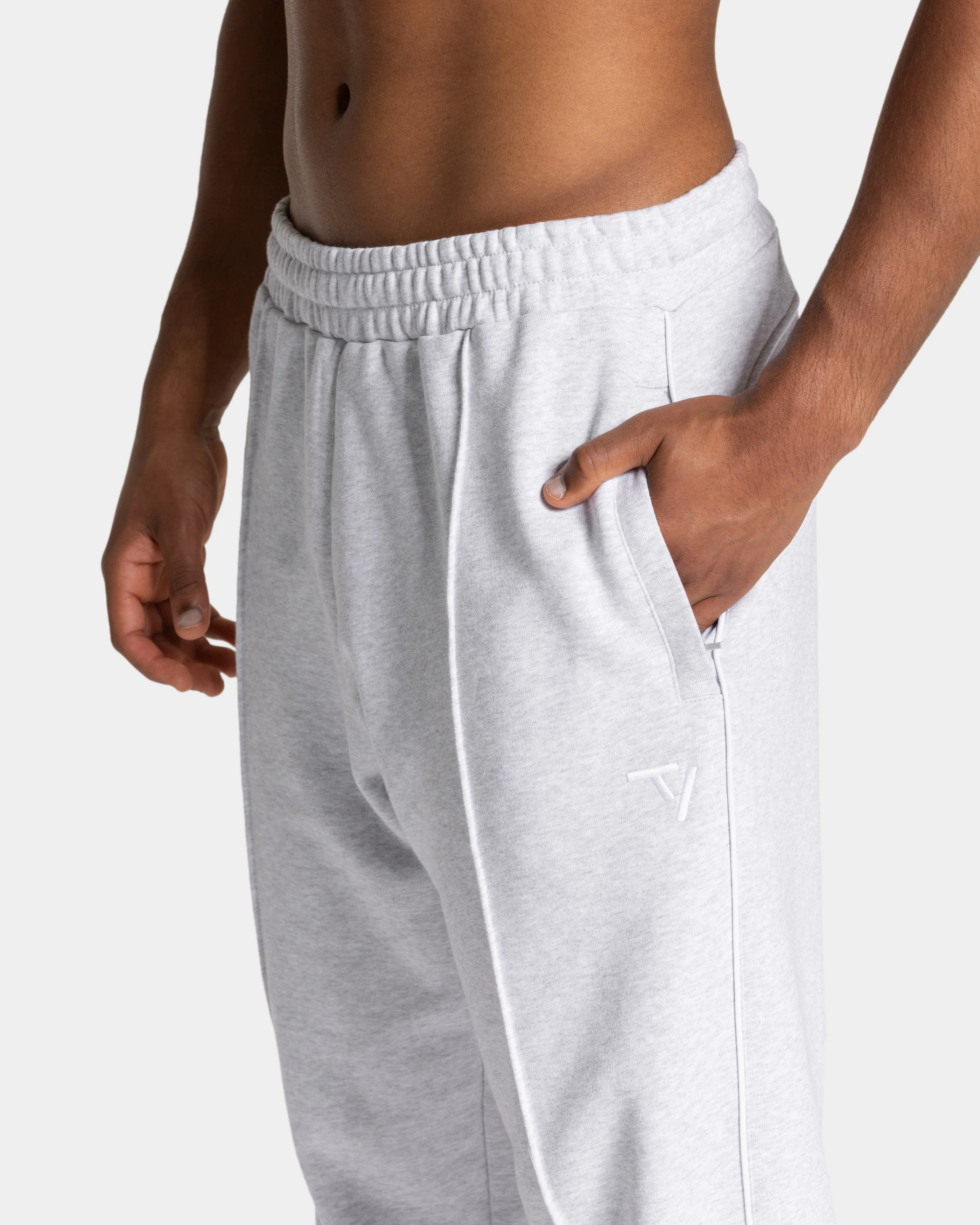 Contrastline Straight Leg Jogger "Weiß Meliert - Weiß" - Image 4