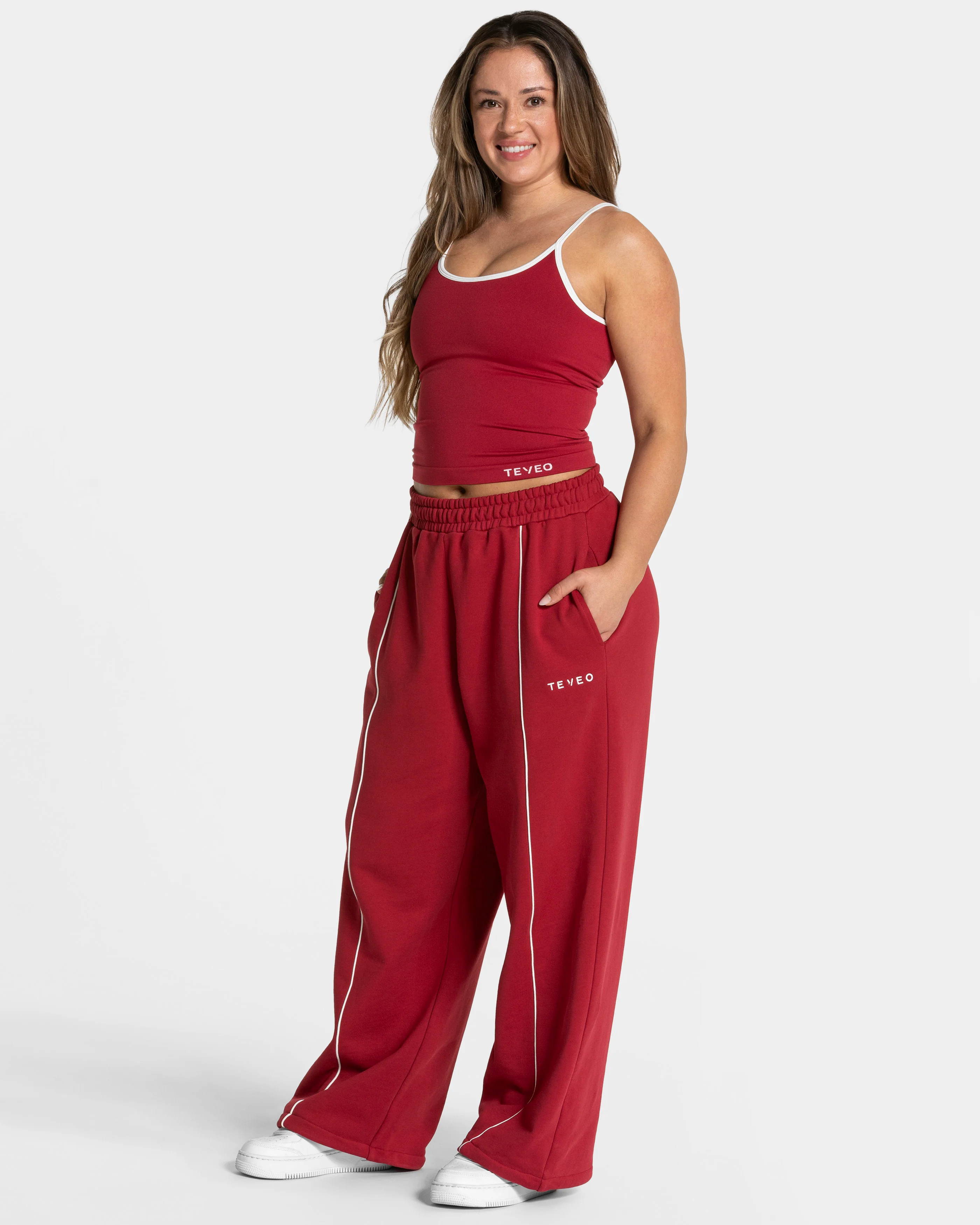Contrastline Wide Leg Jogger "Cherry" - Image 3