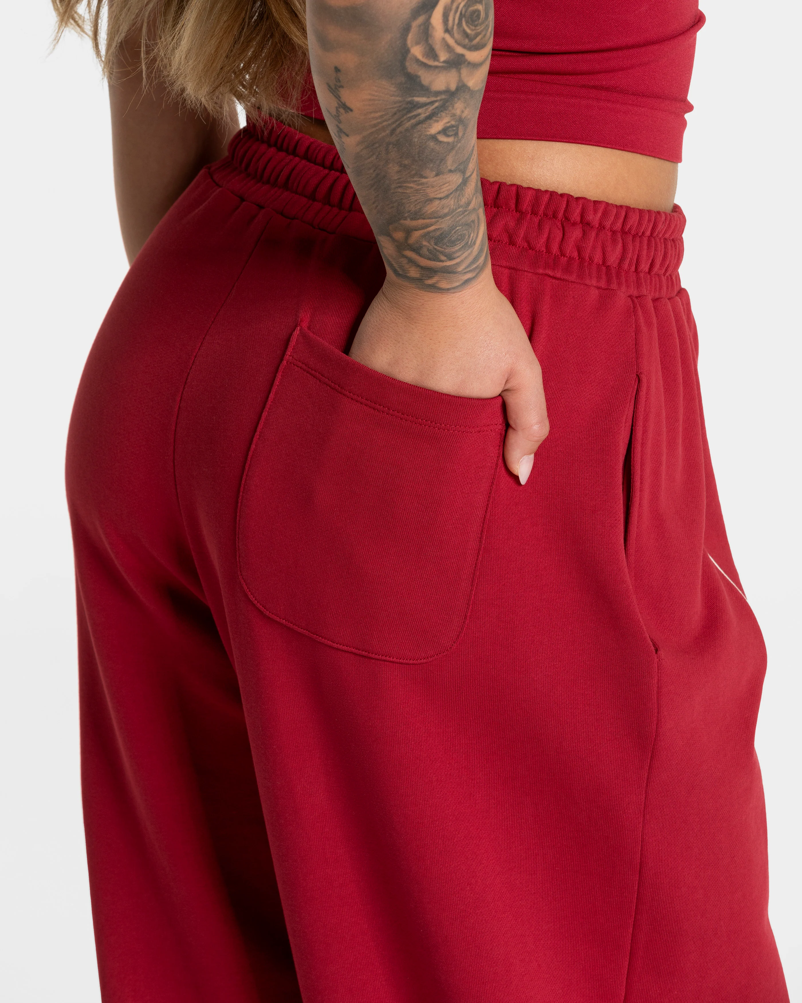 Contrastline Wide Leg Jogger "Cherry" - Image 4