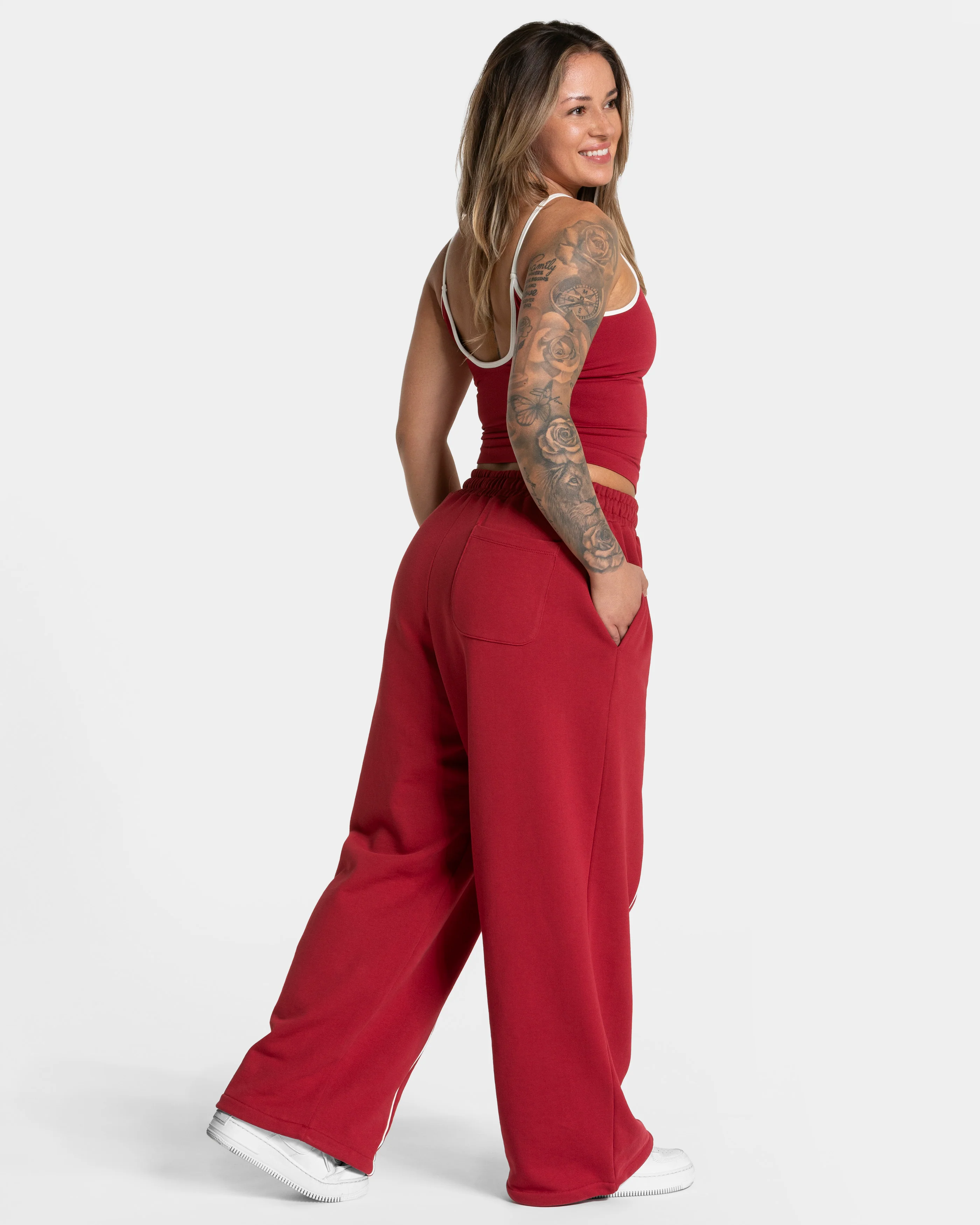 Contrastline Wide Leg Jogger "Cherry" - Image 5