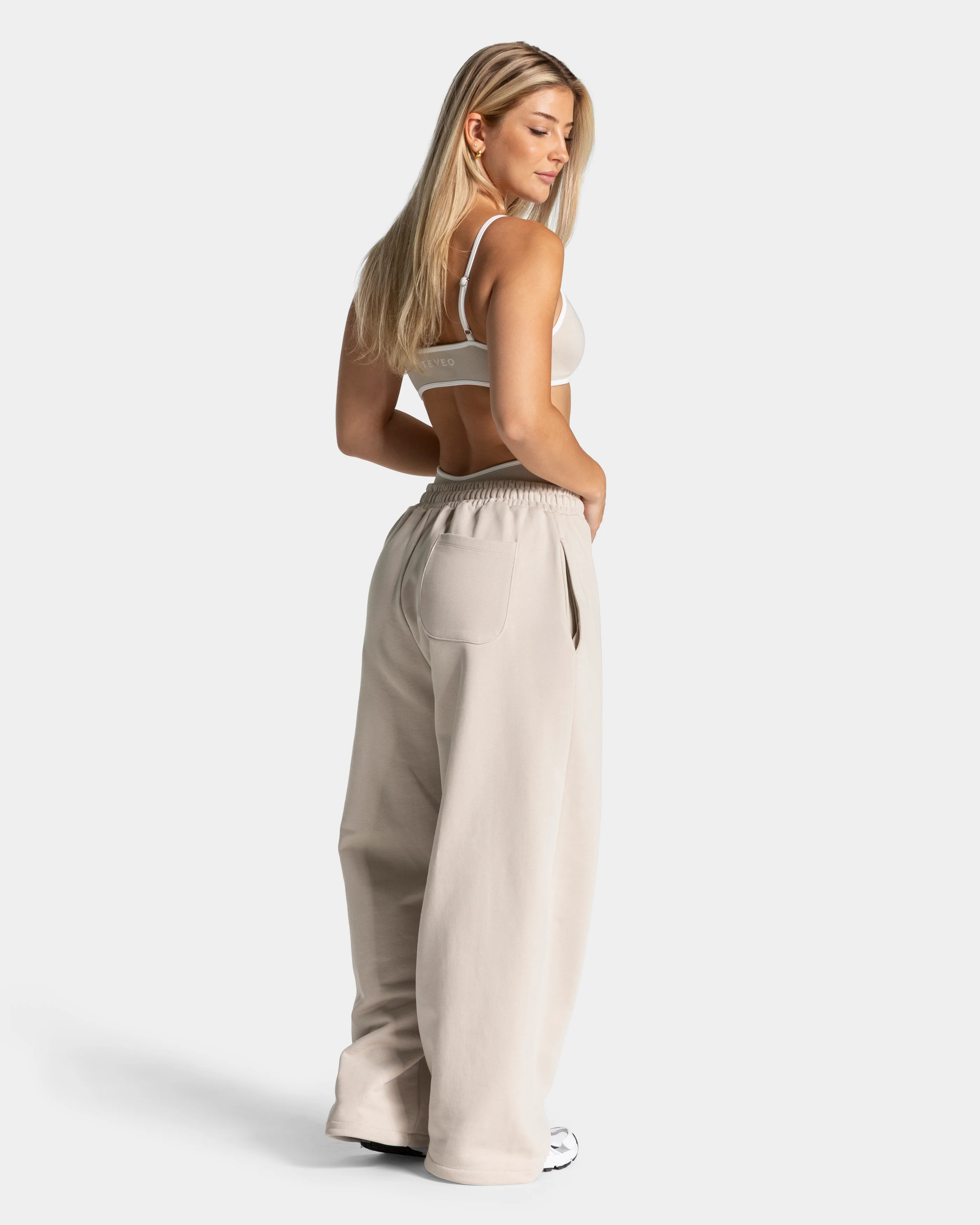 Contrastline Wide Leg Jogger "Cream" - Image 5