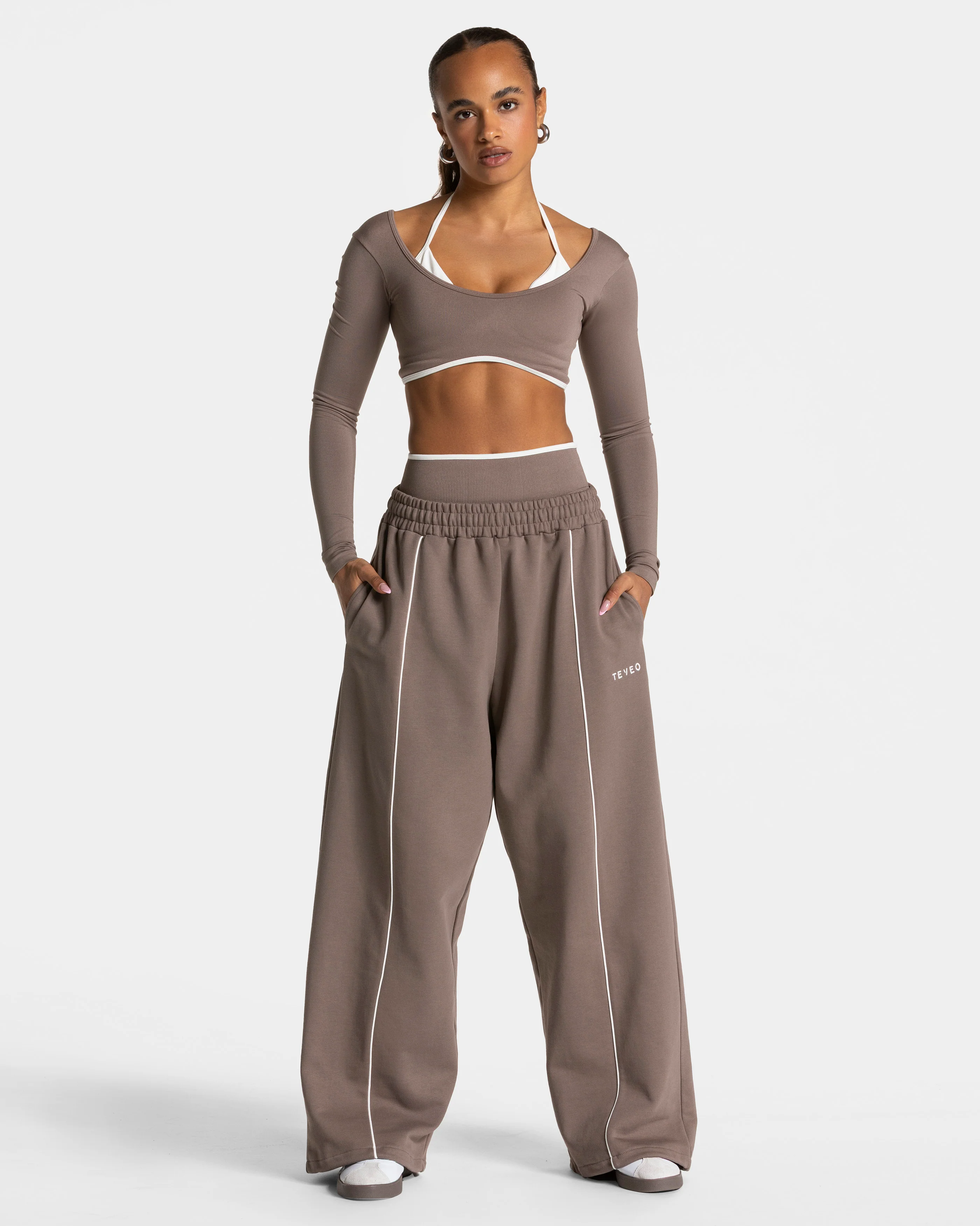 Contrastline Wide Leg Jogger "Mokka" - Image 3