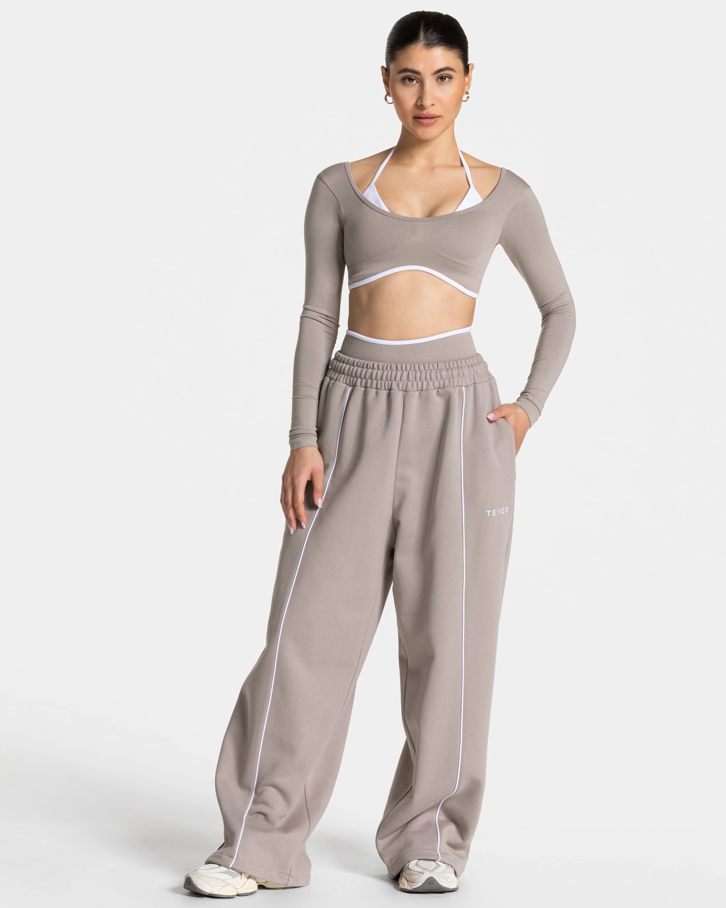 Contrastline Wide Leg Jogger "Stone" - Image 3