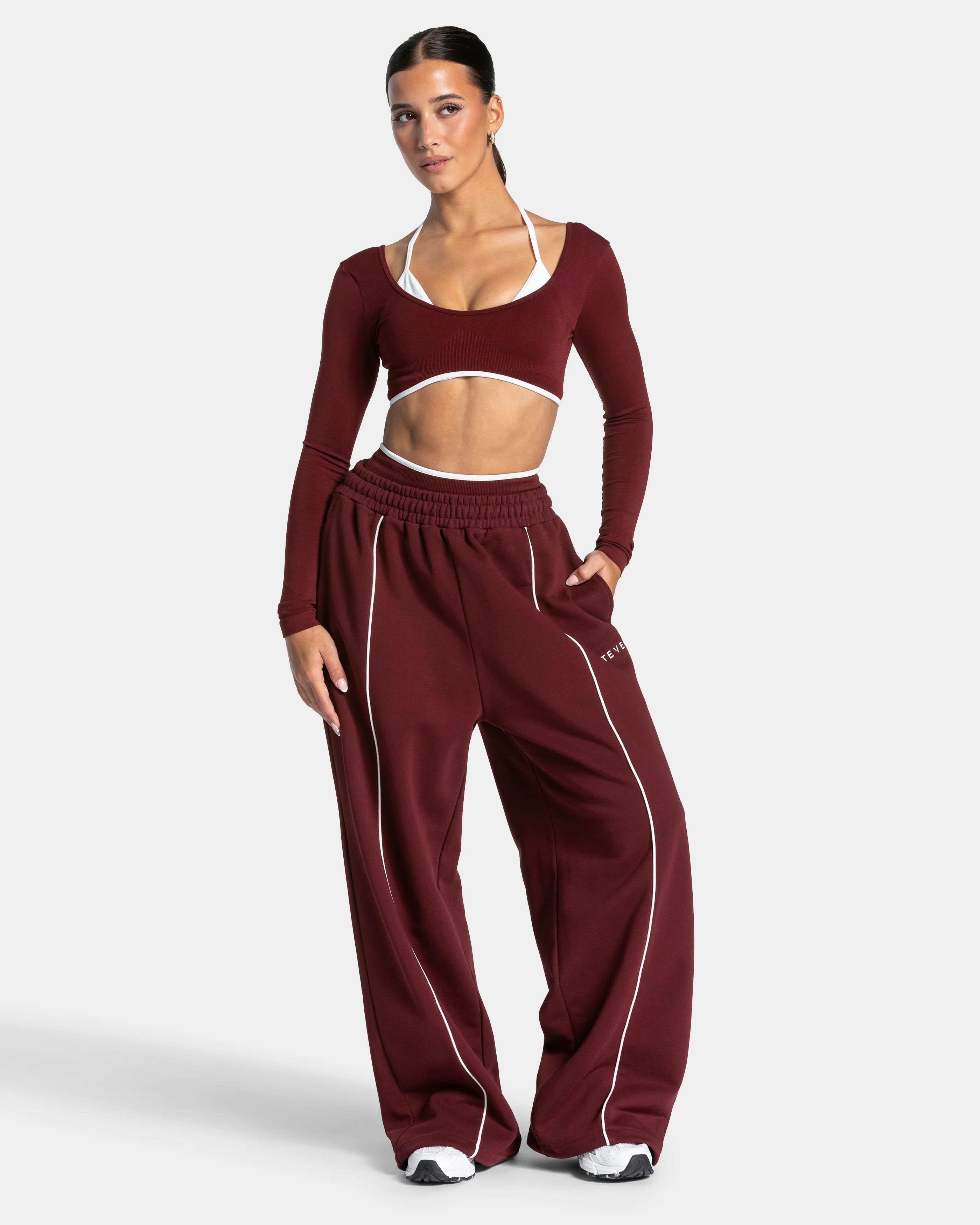 Contrastline Wide Leg Jogger "Weinrot" - Image 3