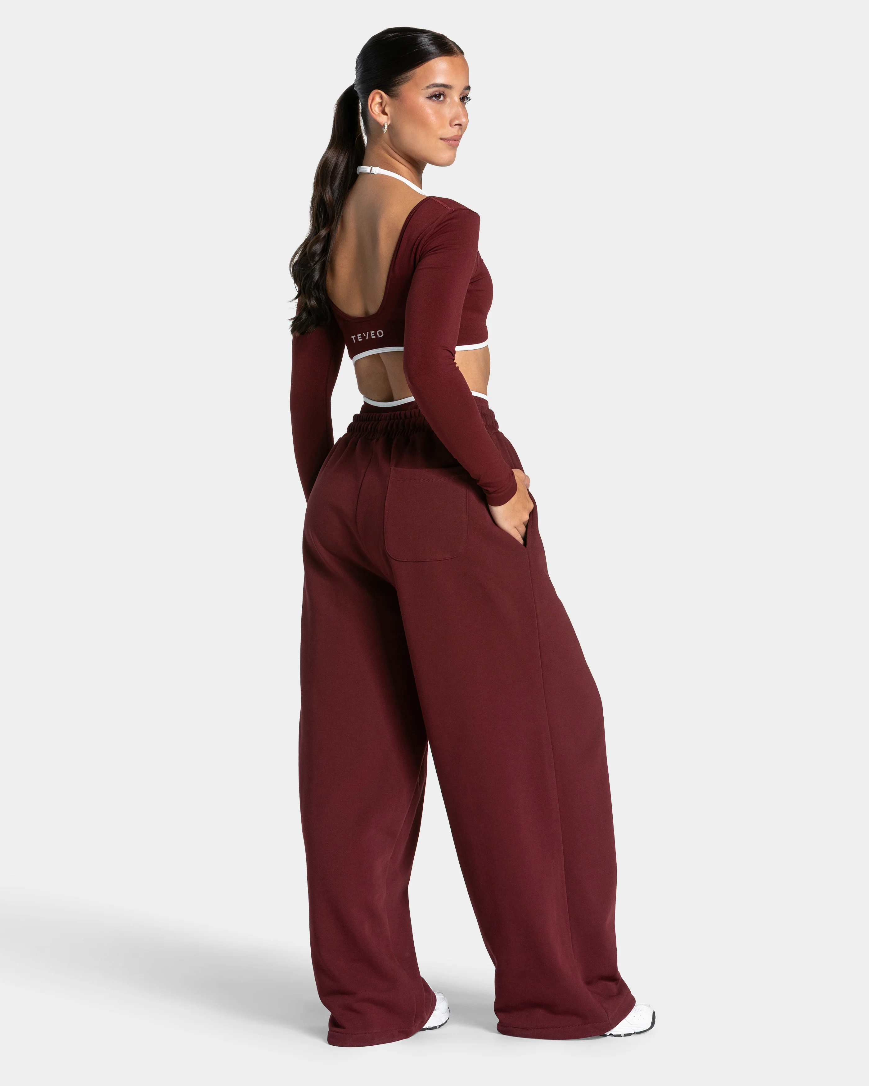 Contrastline Wide Leg Jogger "Weinrot" - Image 5
