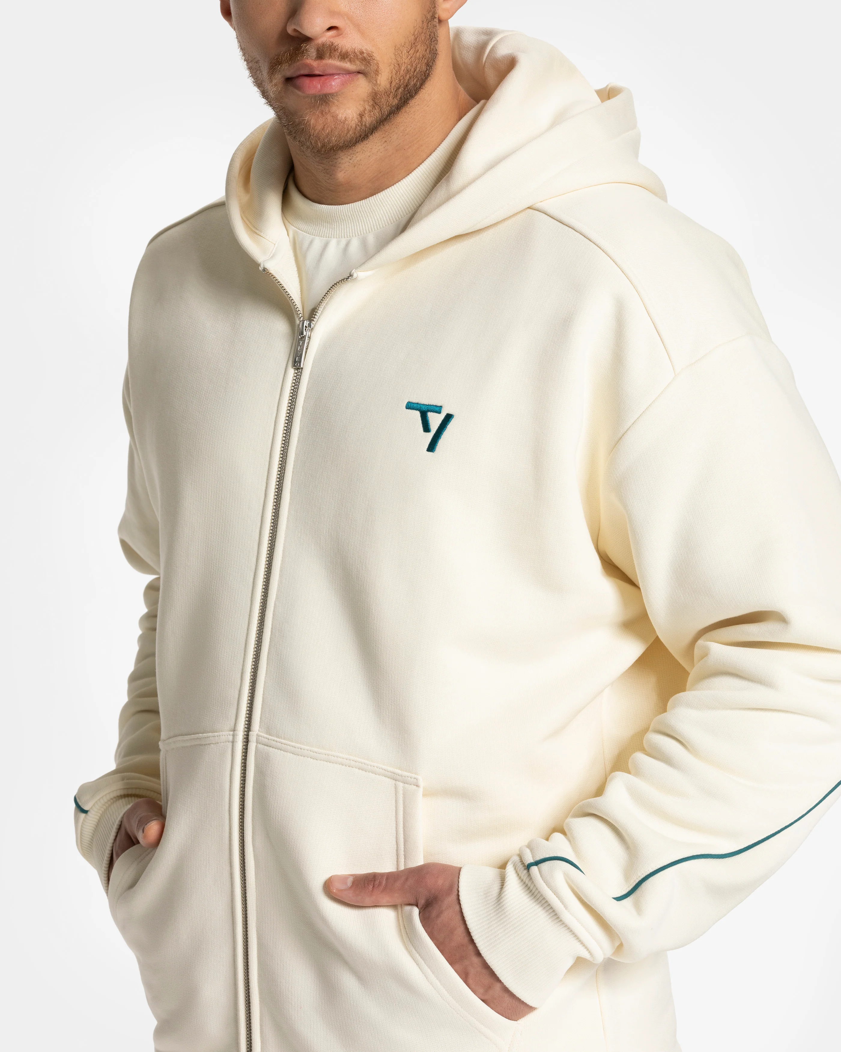 Contrastline Zip Jacke "Off White" - Image 4
