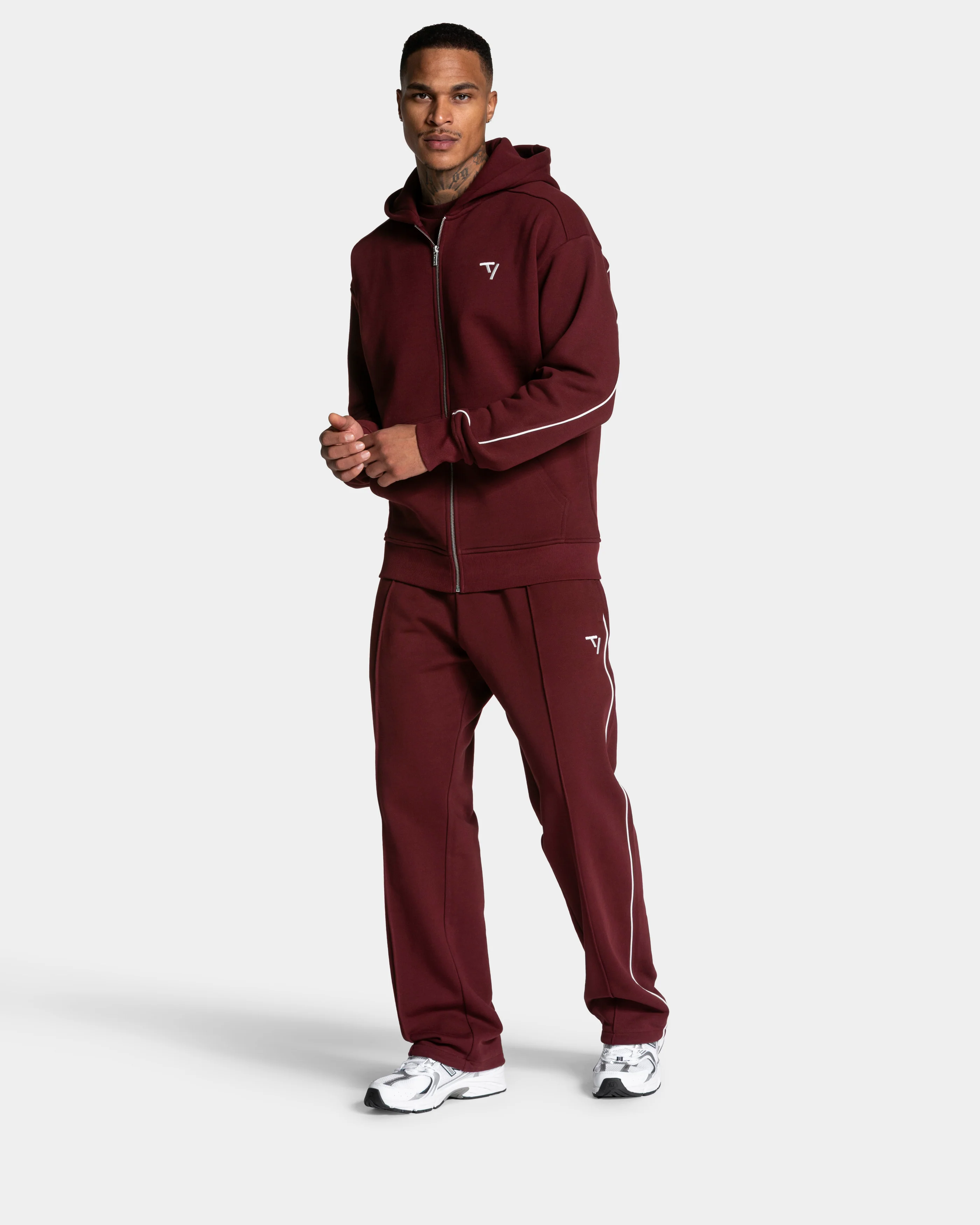 Contrastline Zip Jacke "Weinrot" - Image 3