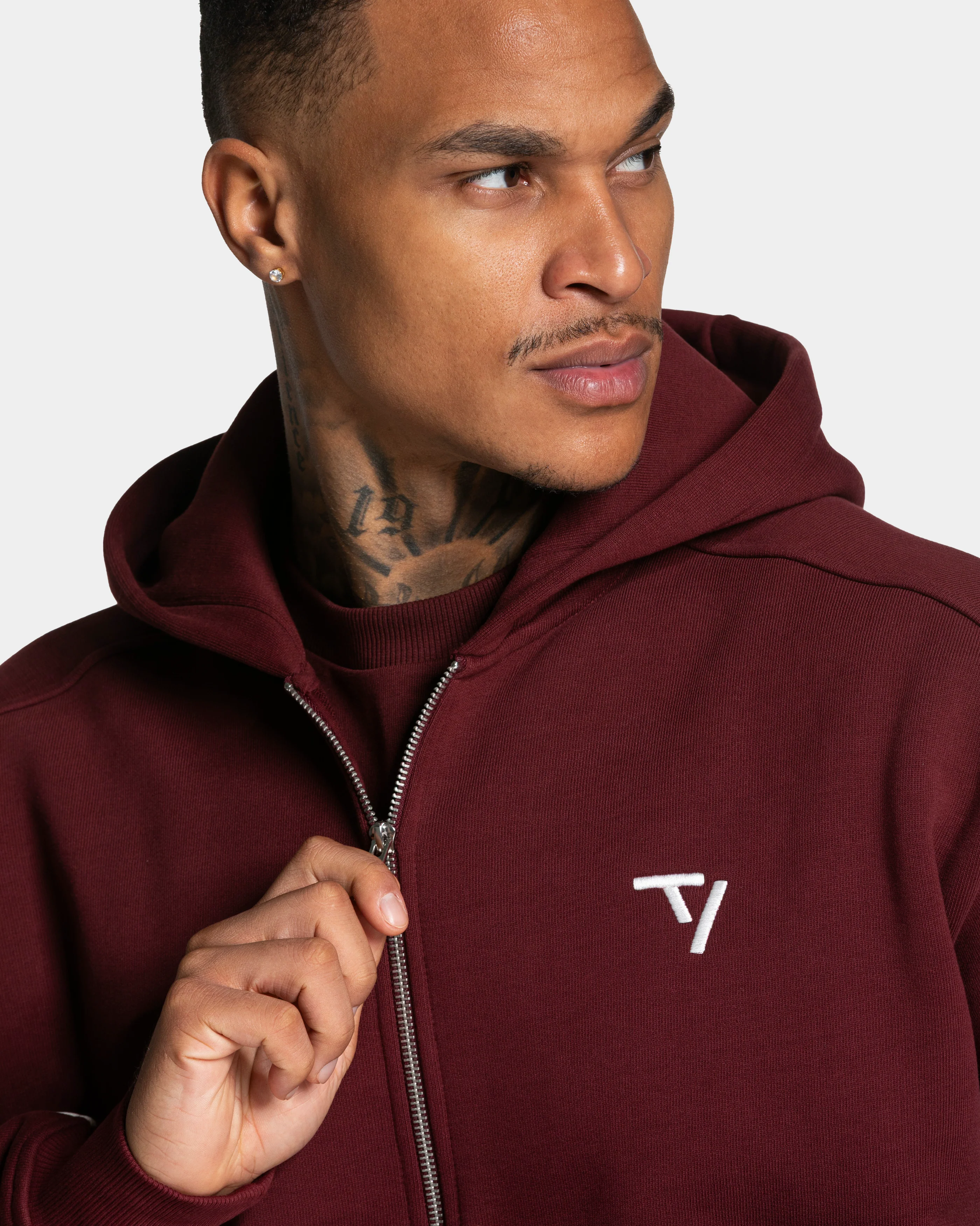 Contrastline Zip Jacke "Weinrot" - Image 4