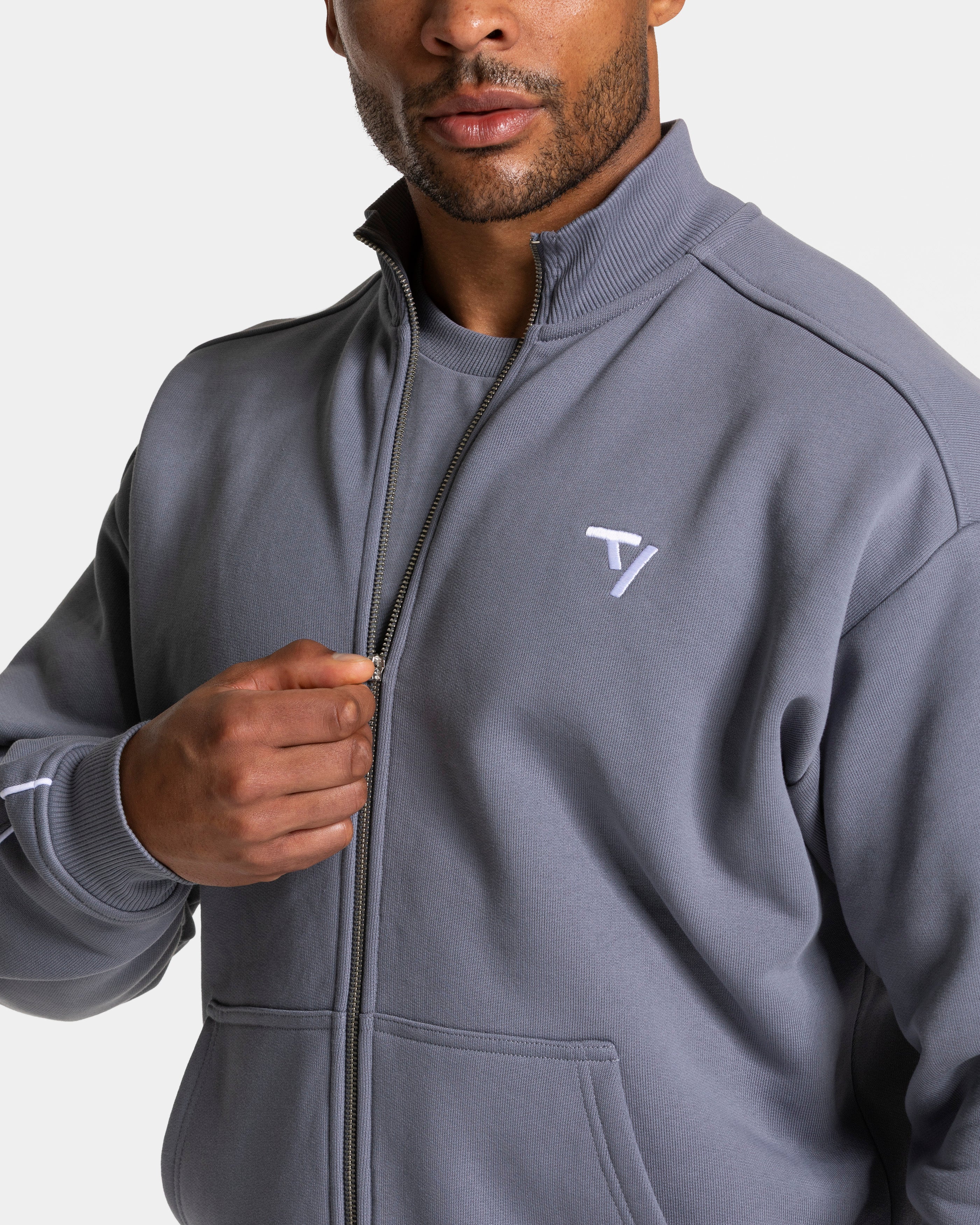 Contrastline Zip Sweater "Eisgrau - Weiß" - Image 4