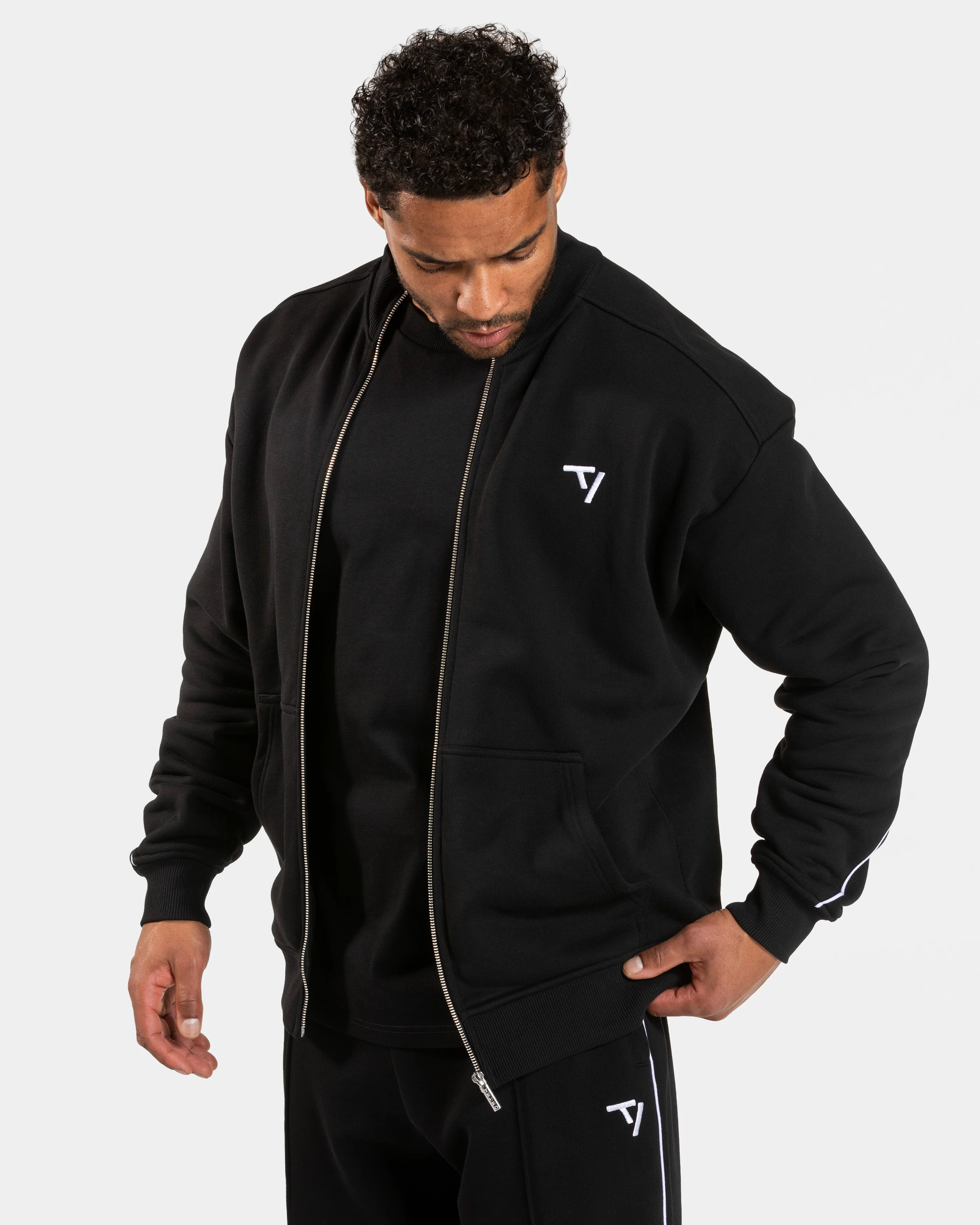 Contrastline Zip Sweater "Schwarz - Weiß"