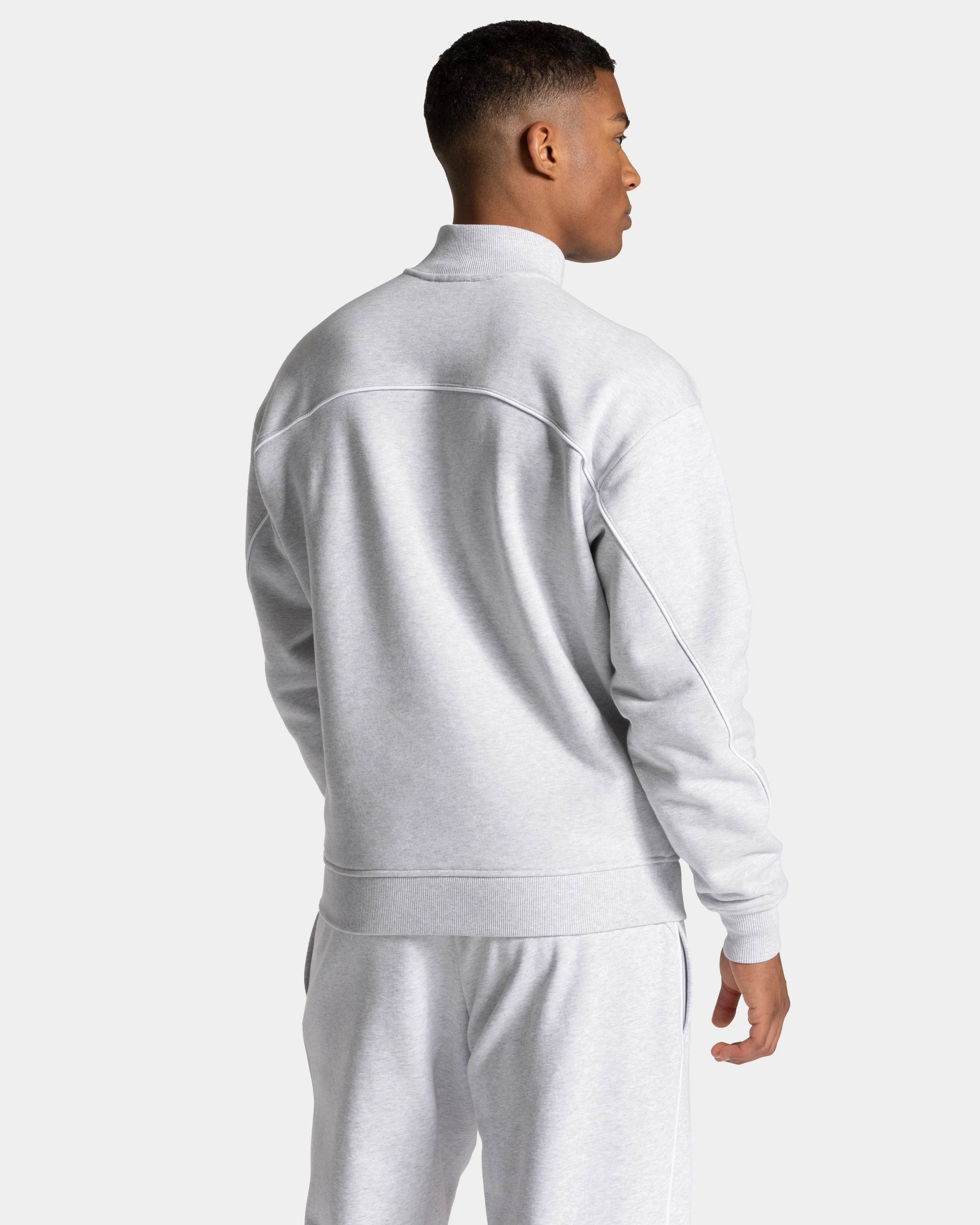 Contrastline Zip Sweater "Weiß Meliert - Weiß" - Image 2