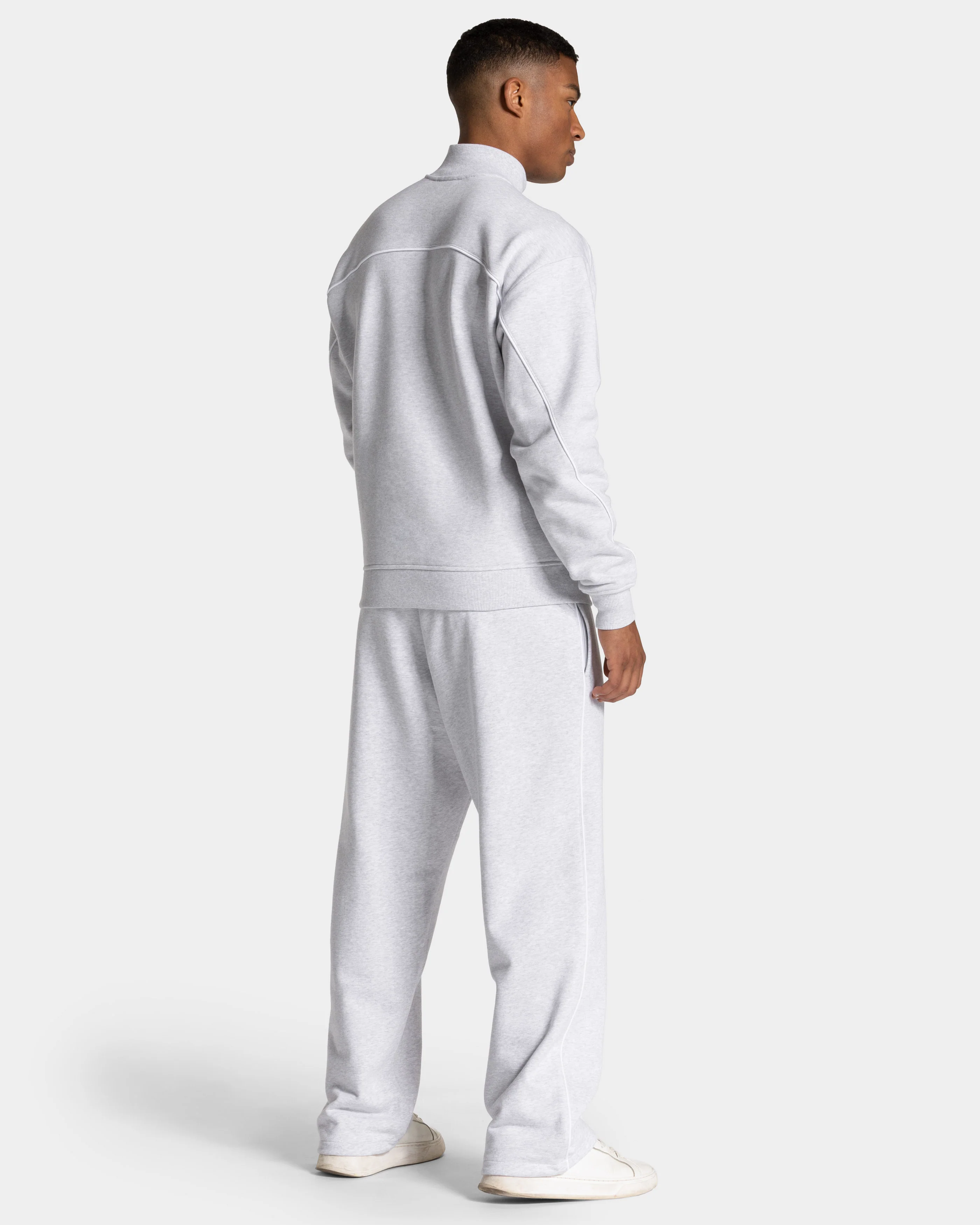 Contrastline Zip Sweater "Weiß Meliert - Weiß" - Image 5