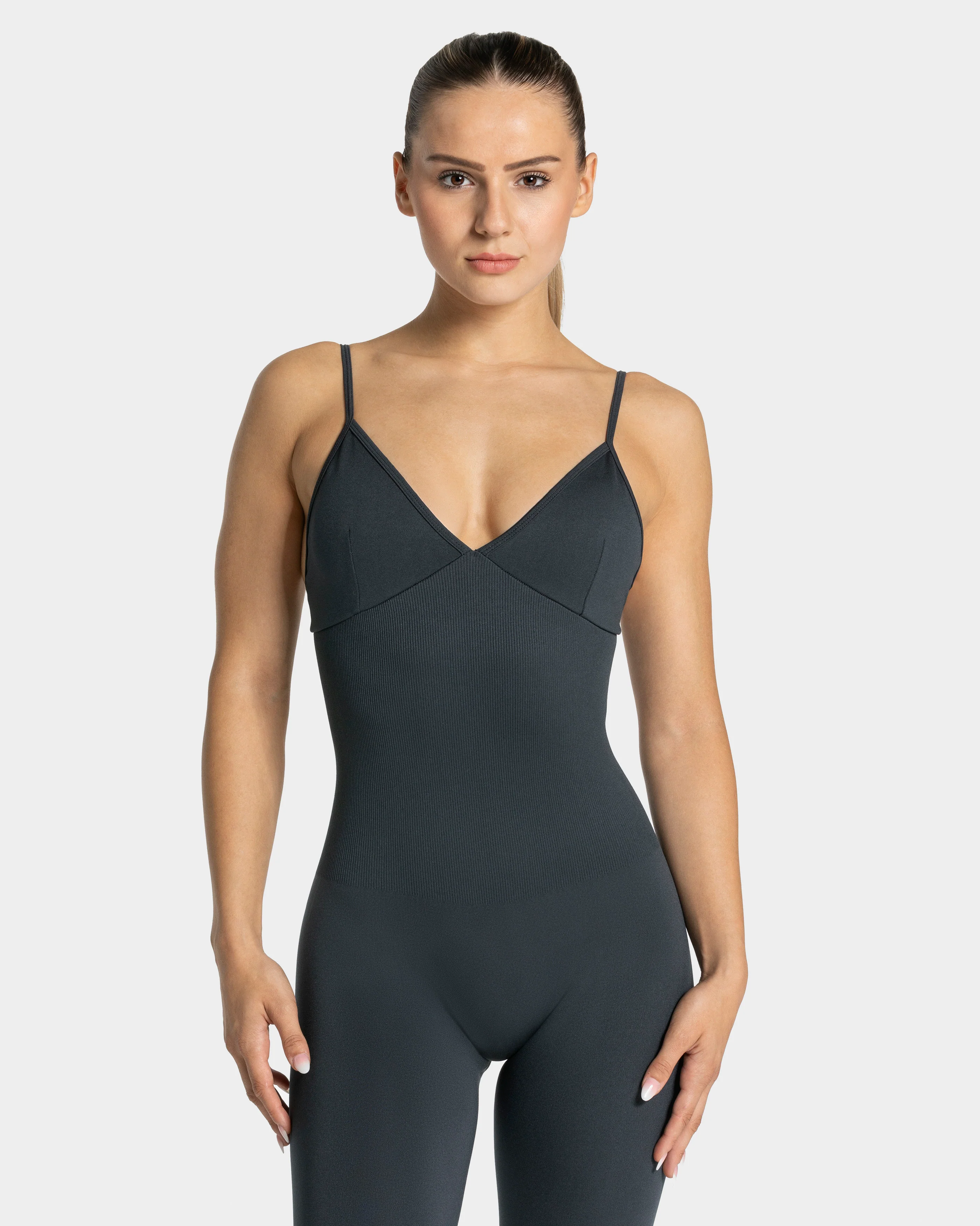 Essence V-Back Covert Scrunch Jumpsuit "Ebony" - Image 2