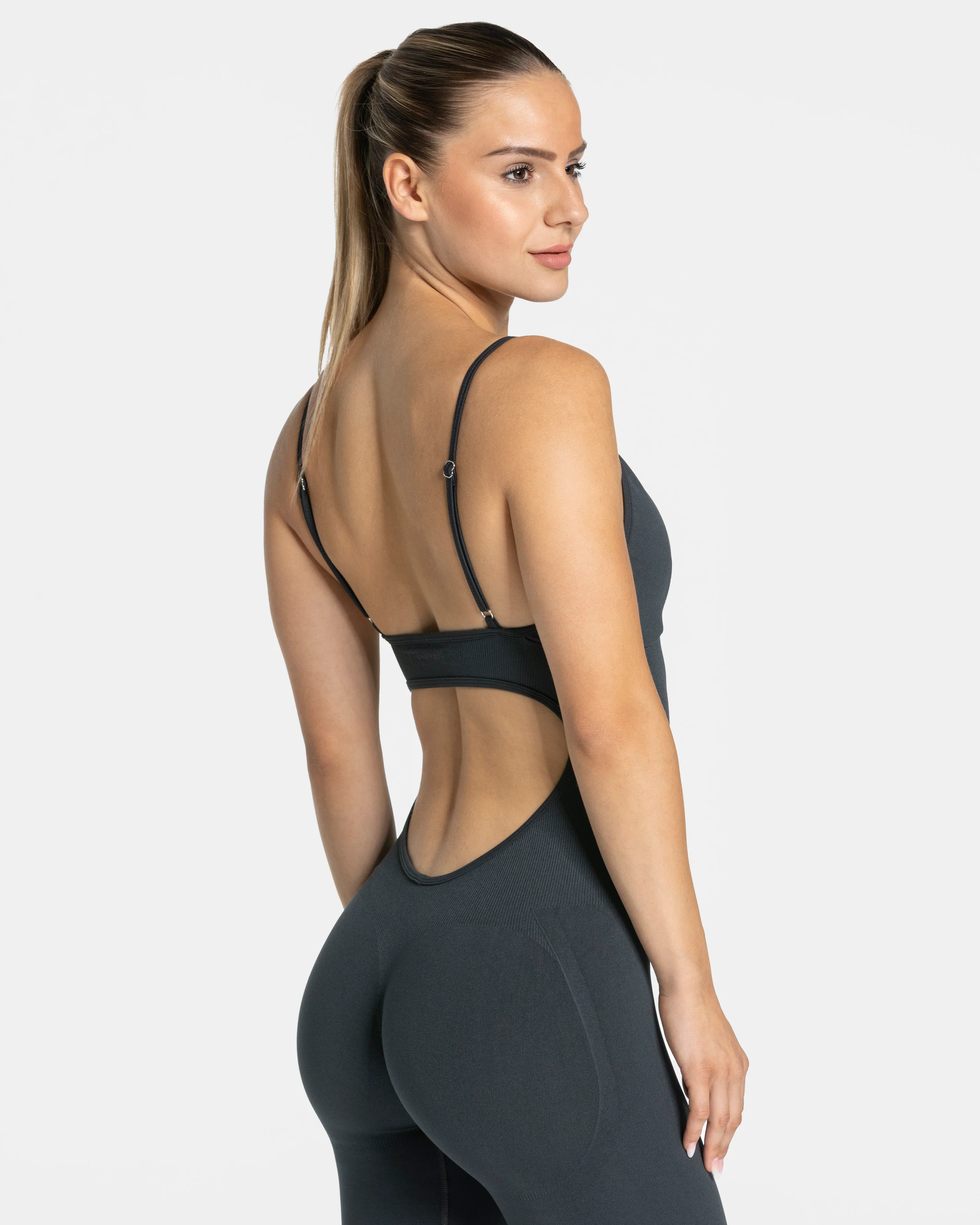 Essence V-Back Covert Scrunch Jumpsuit "Ebony" - Image 3