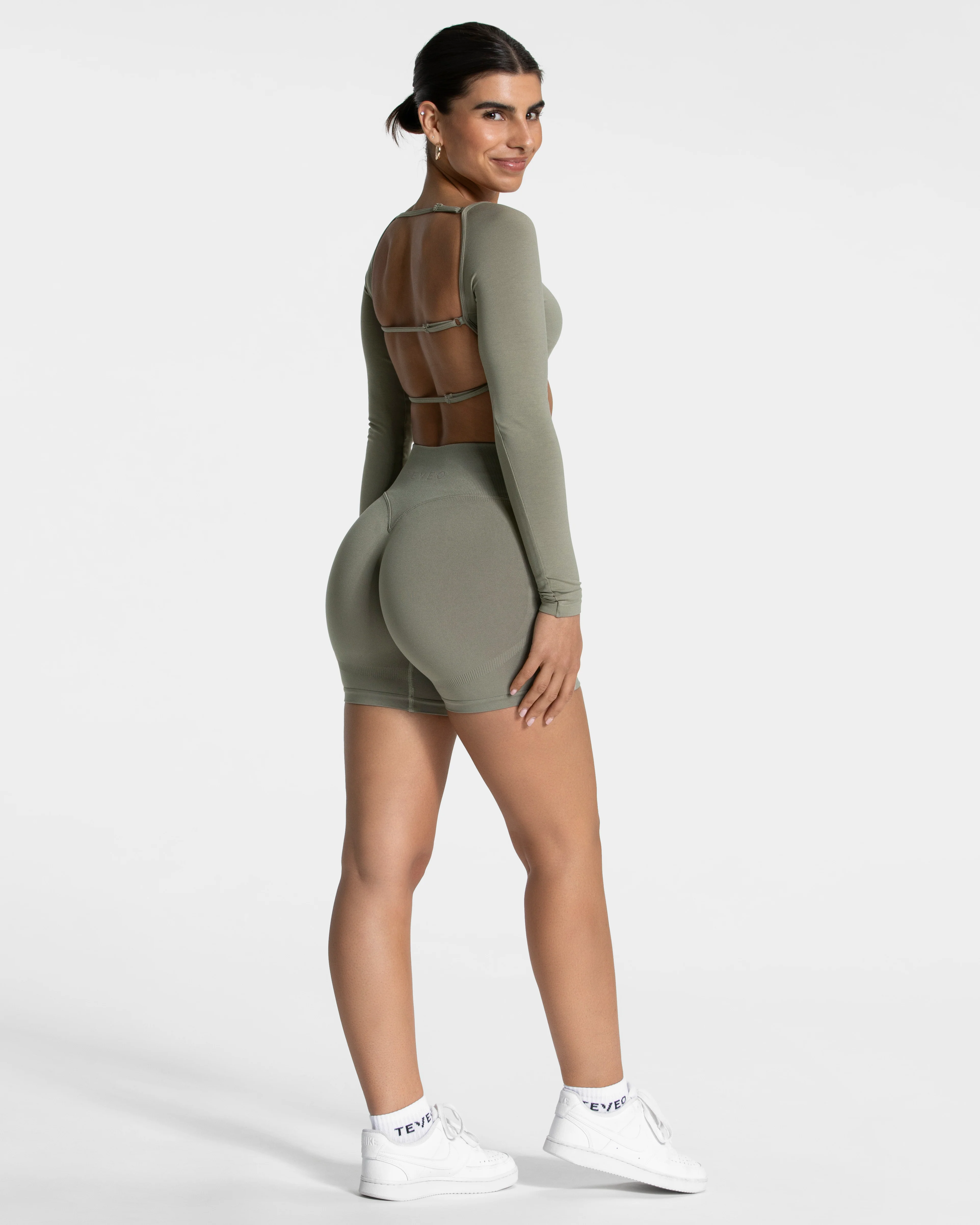 Femme Backless Longsleeve "Khaki" - Image 5