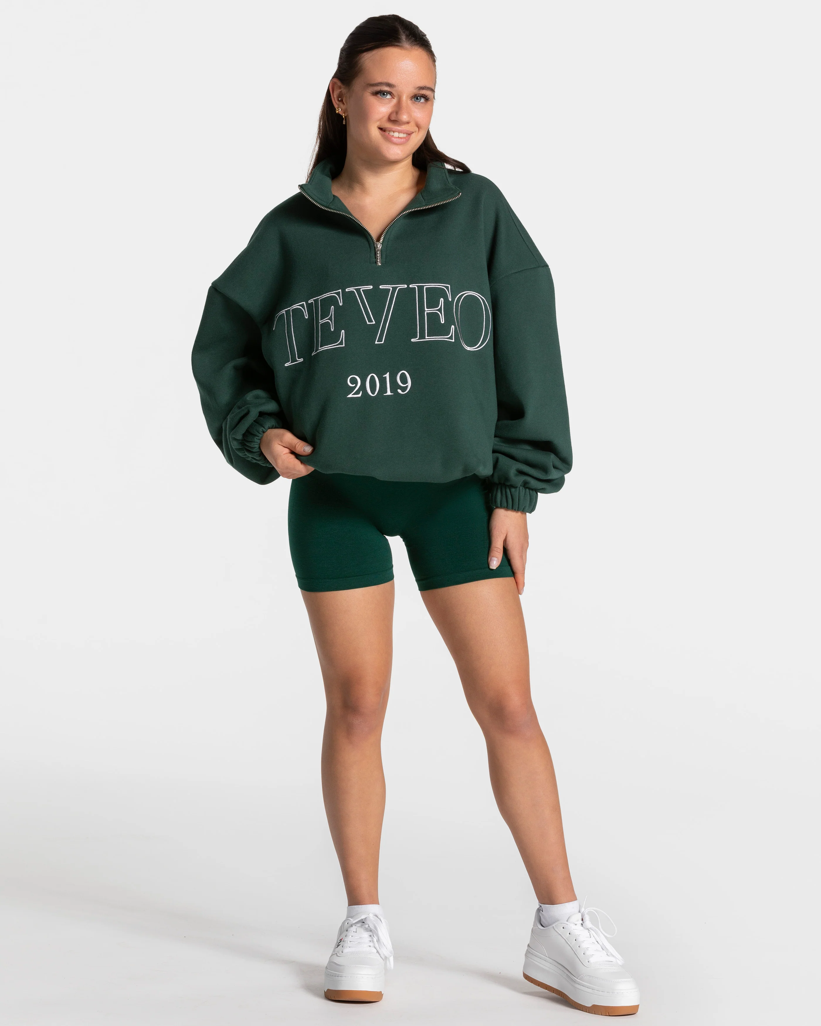 Femme Half Zip Sweater "Dunkelgrün" - Image 3