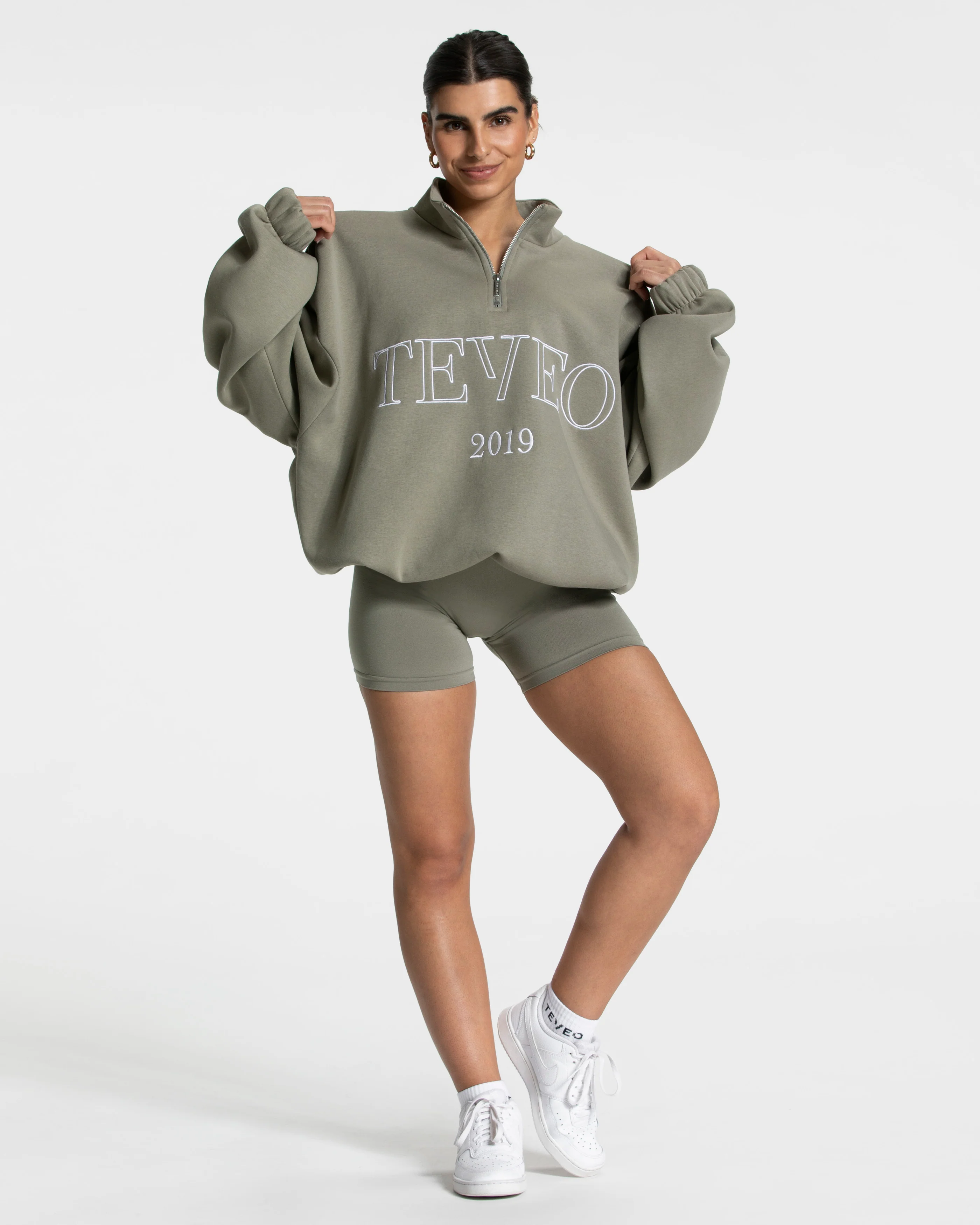 Femme Half Zip Sweater "Khaki" - Image 3