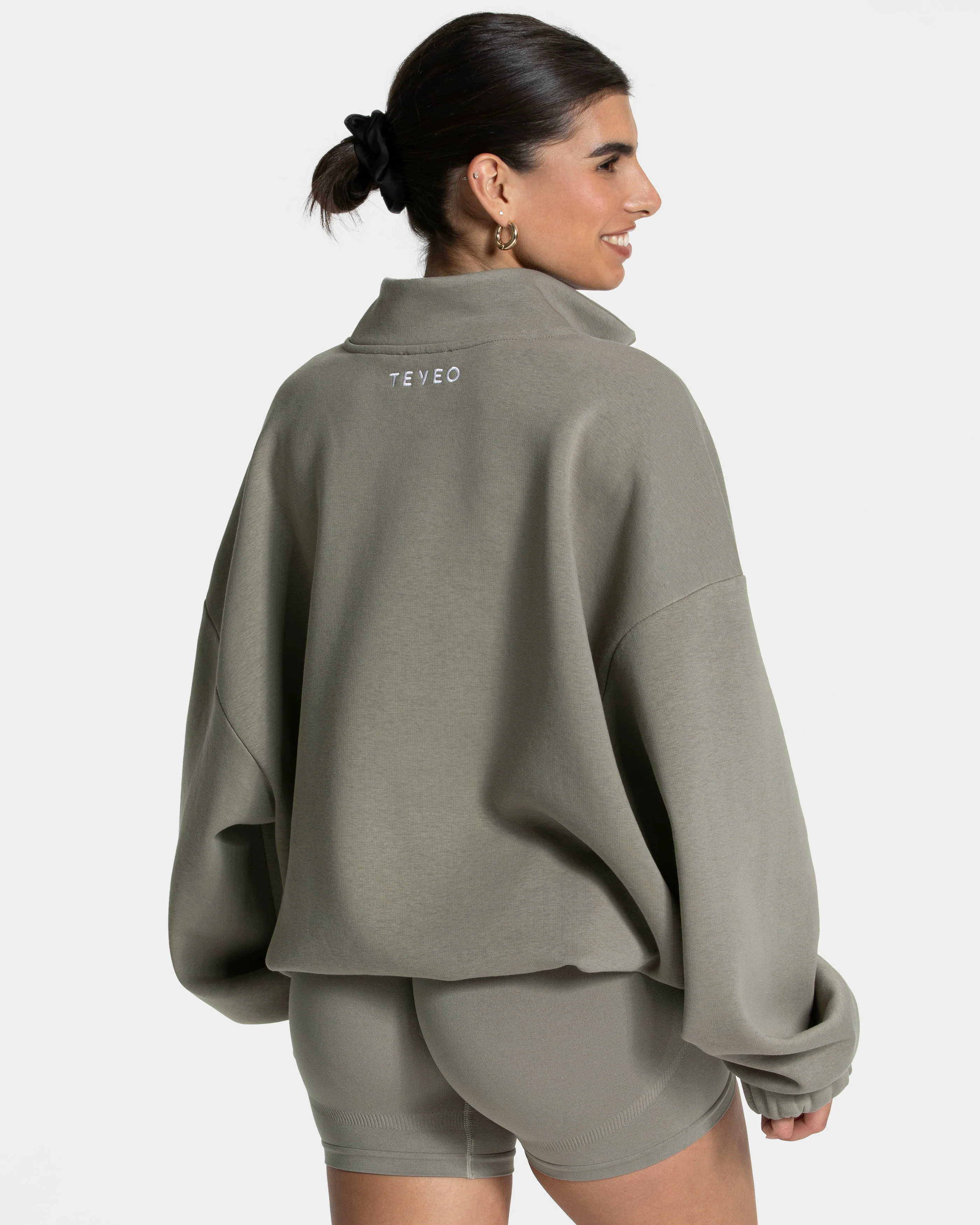 Femme Half Zip Sweater "Khaki" - Image 4