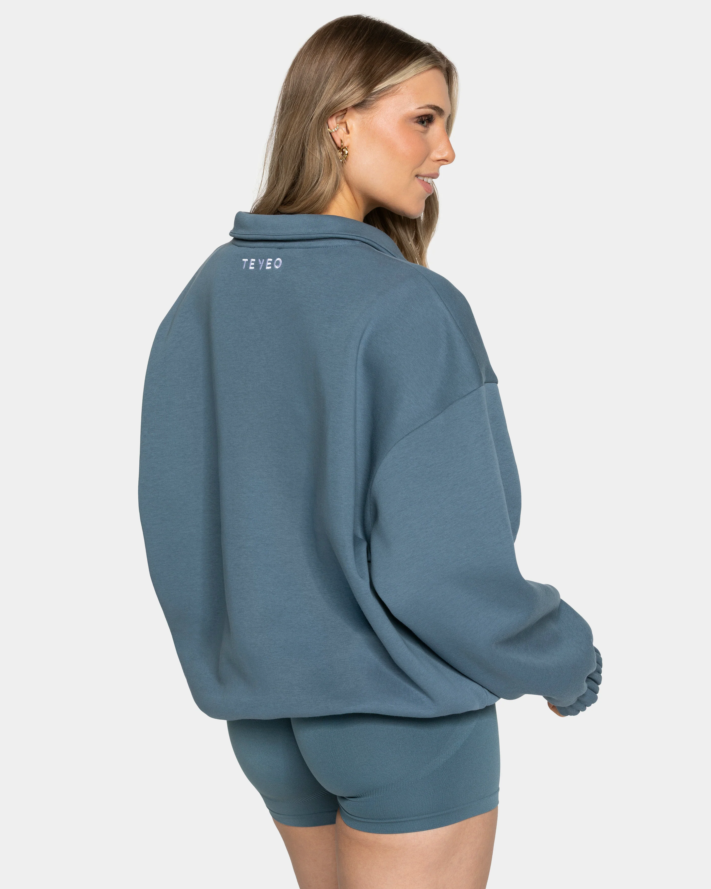 Femme Half Zip Sweater "Teal" - Image 2