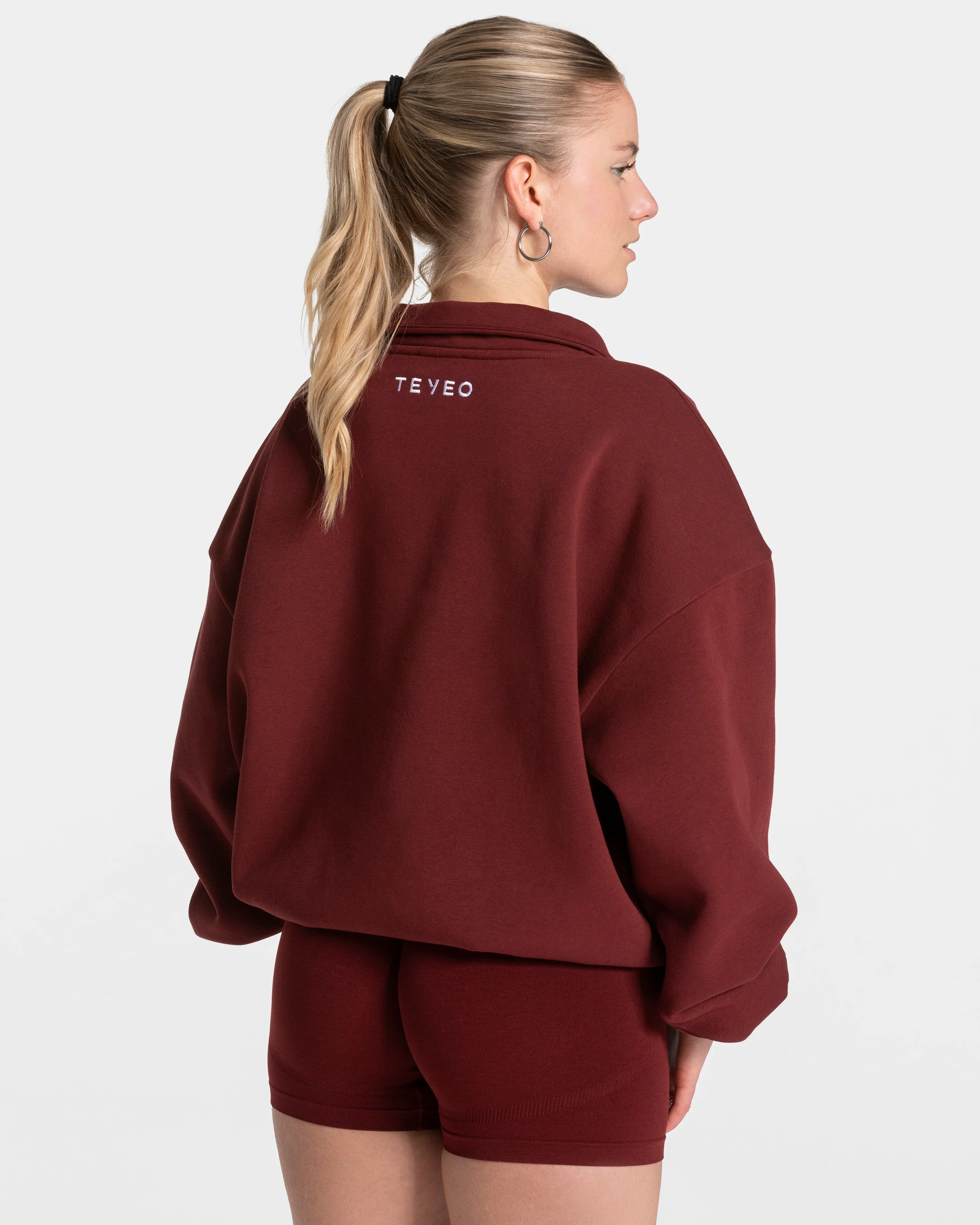 Femme Half Zip Sweater "Weinrot" - Image 2