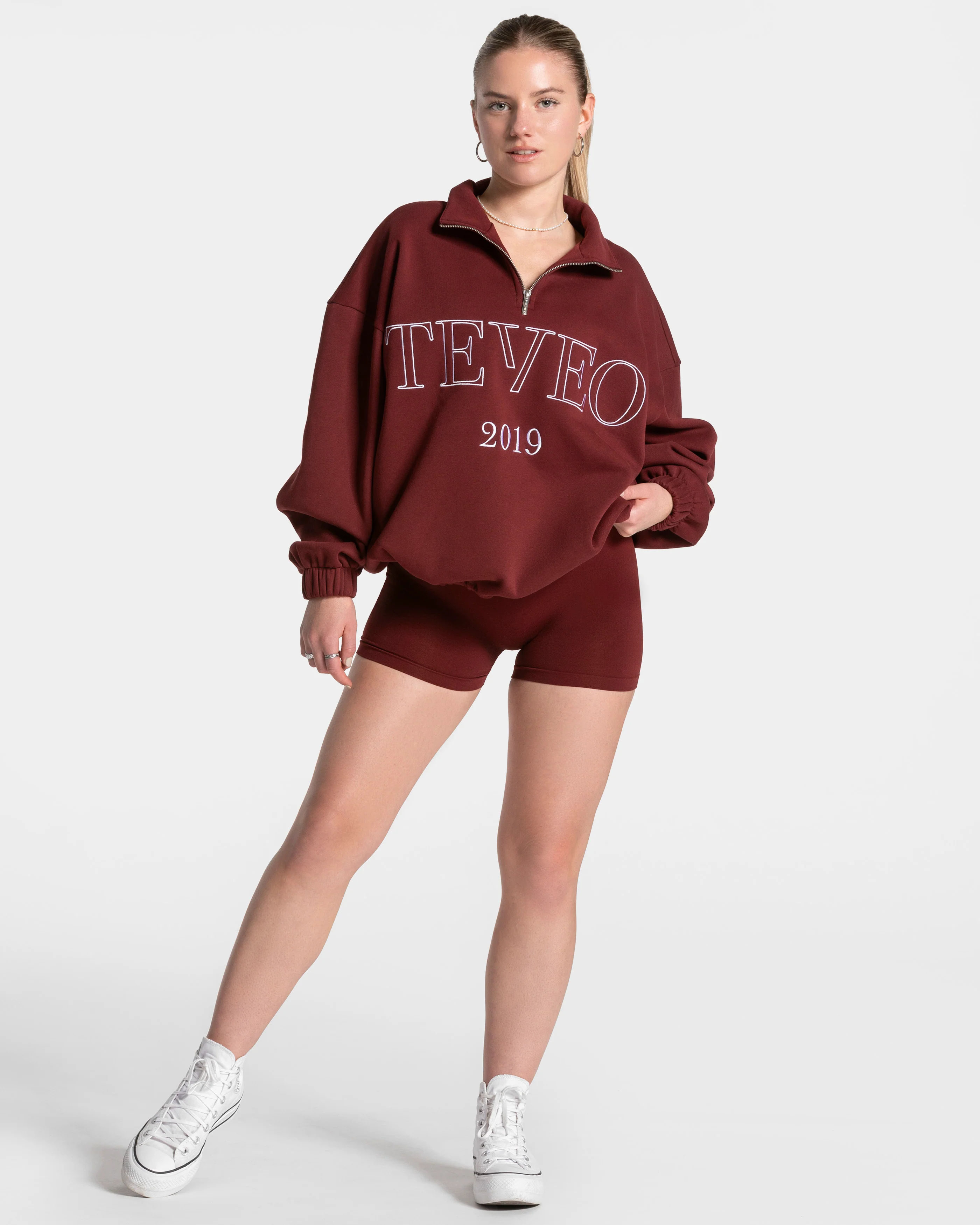 Femme Half Zip Sweater "Weinrot" - Image 3