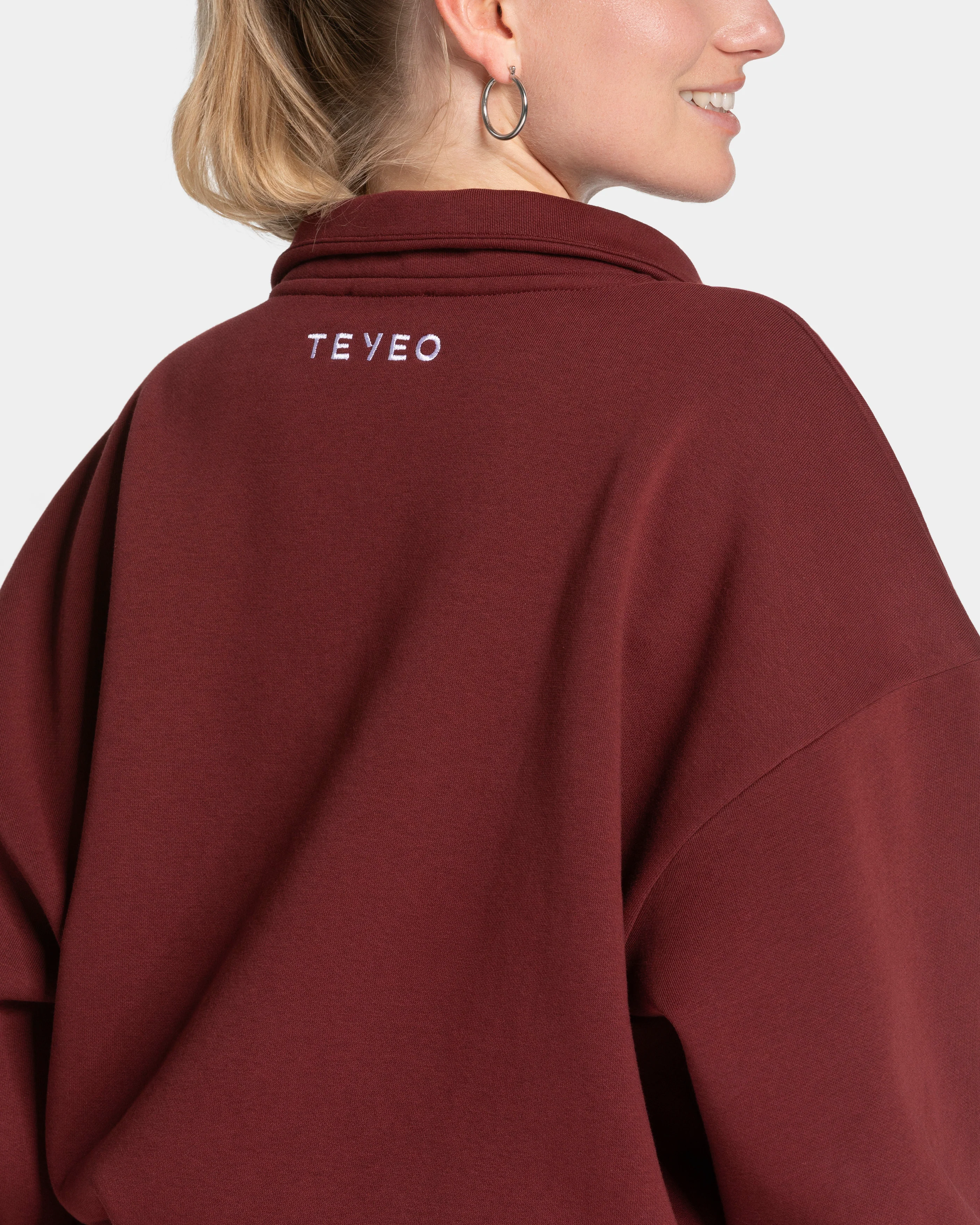 Femme Half Zip Sweater "Weinrot" - Image 4